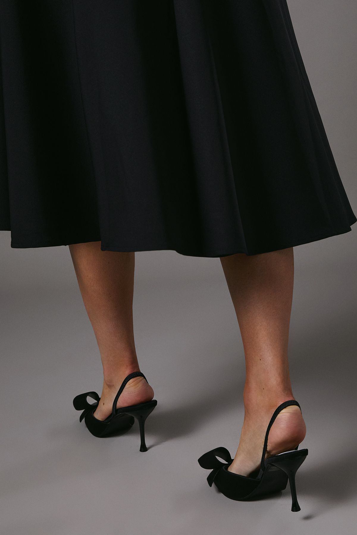 Coast Lola Satin Bow Detail Medium Stiletto Heel Sling Back Court Shoes Black image 4