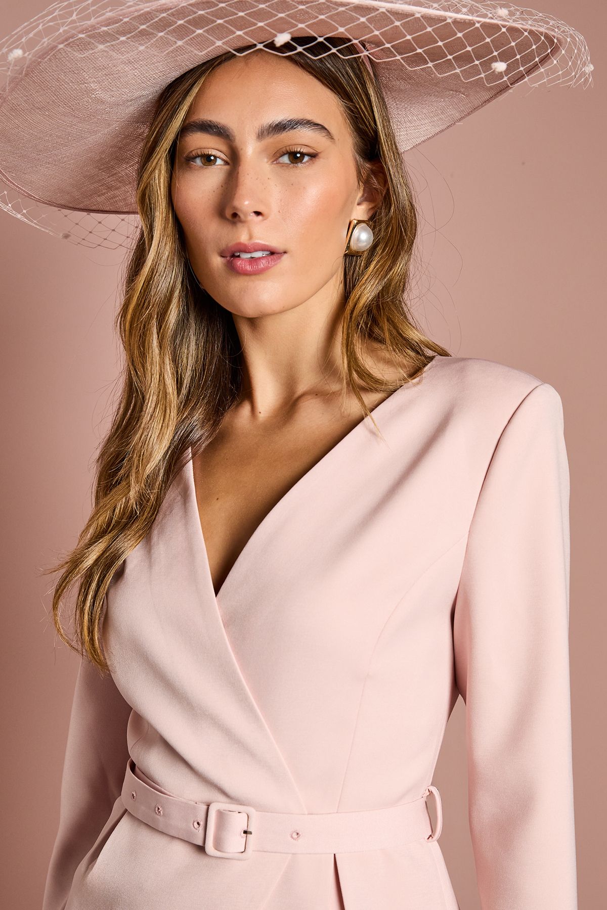 Coast Crepe Bodice Long Sleeve Pleated Midi Dress Rose image 4