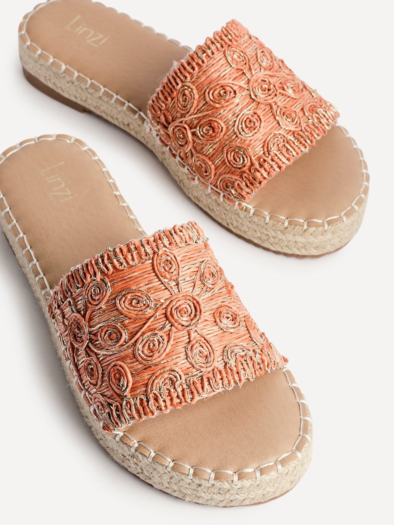 Linzi Savvy Orange Woven Flat Slider Sandal image 5
