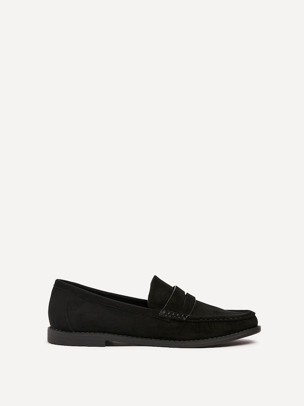 Linzi Precise Black Faux Suede Classic Loafer