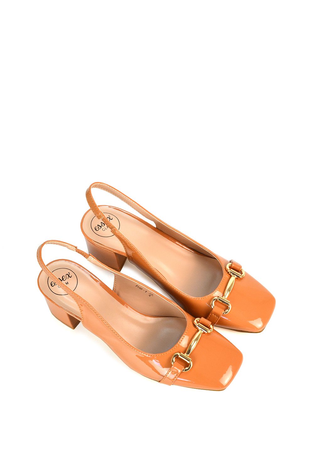 XY London 'Selena' Square Toe Slingback Mid Block Heel Ballet Court Shoes image 4