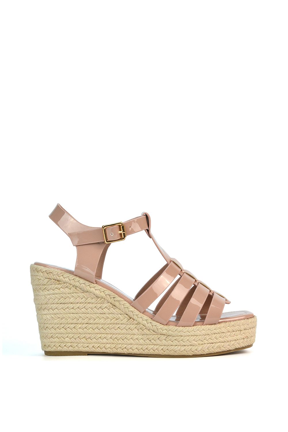XY London 'Remi' Wedge Heel Platform Espadrille Square Toe Sandals