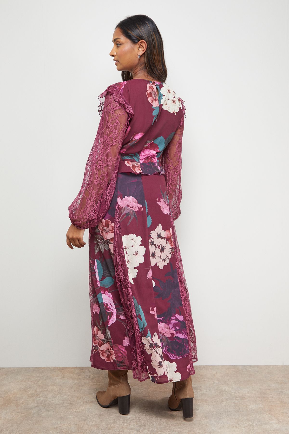 Oasis Lace Mix Midi Dress Multi image 3