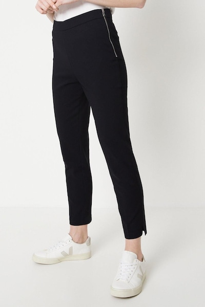 Oasis Side Zip Detail Cropped Trousers Black