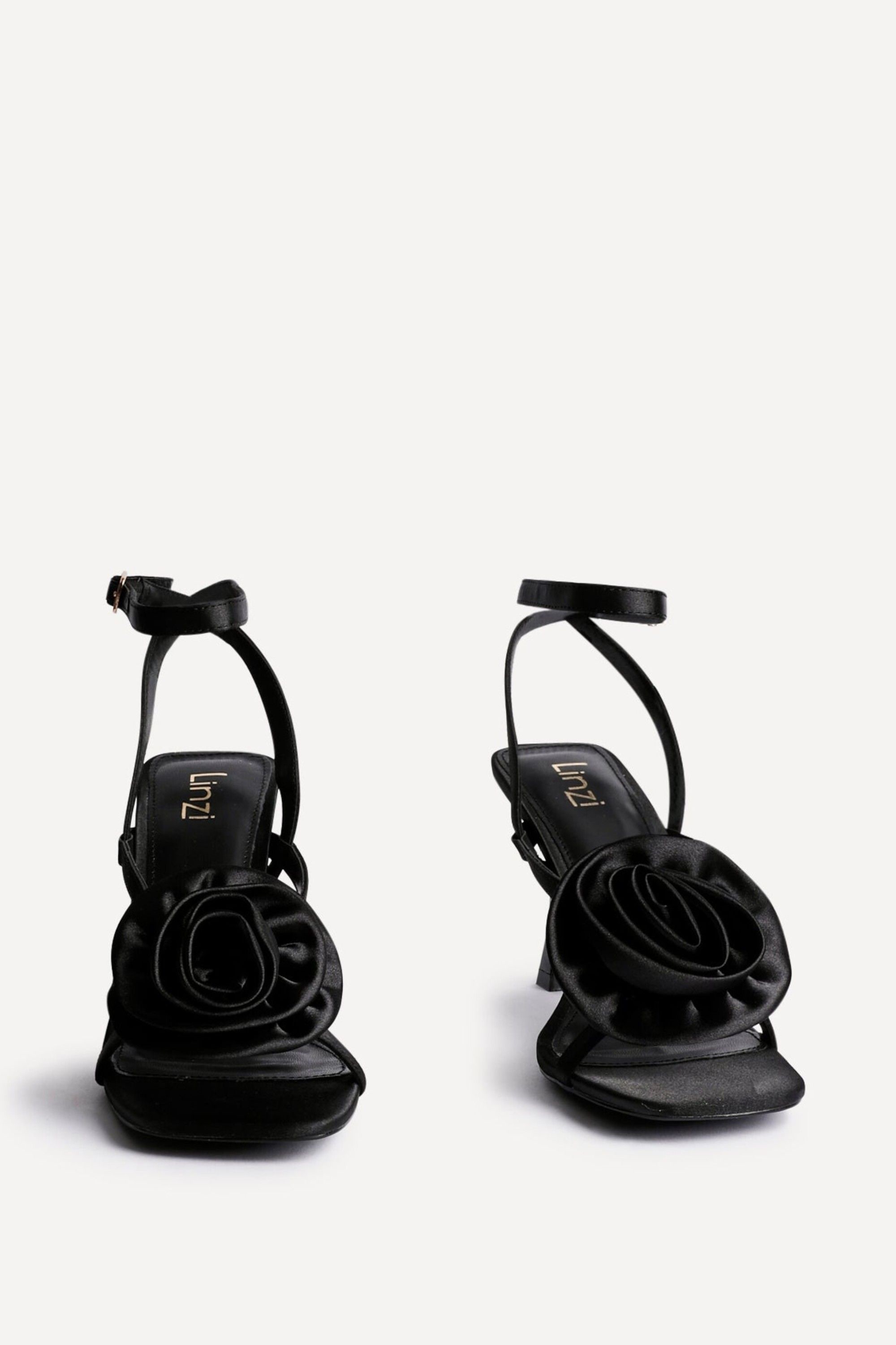 Linzi Valentine Black Satin Stiletto Heeled Sandals image 3