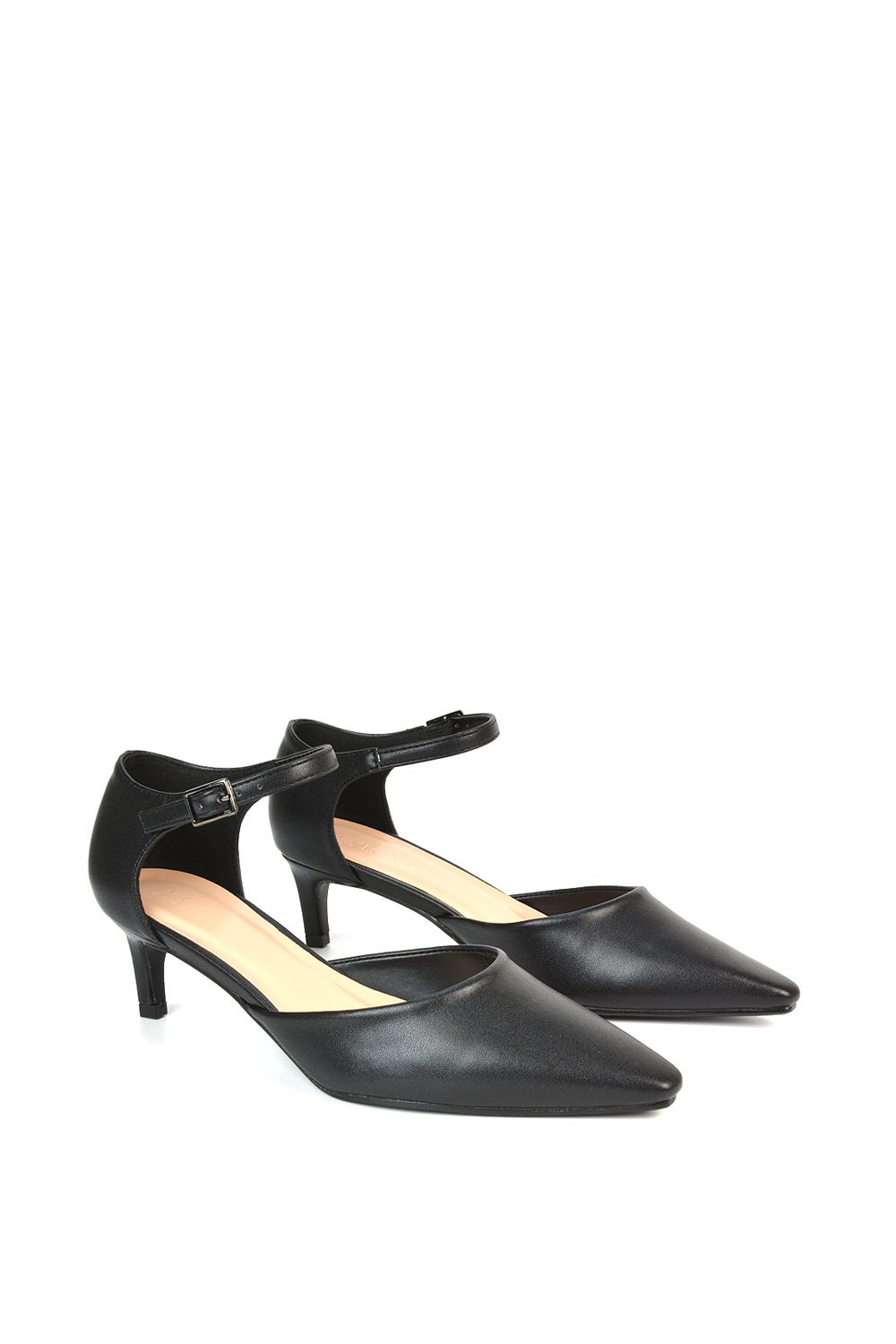 XY London 'Kacey' Kitten Low Heel Ankle Strap Pointed Toe Shoes image 4