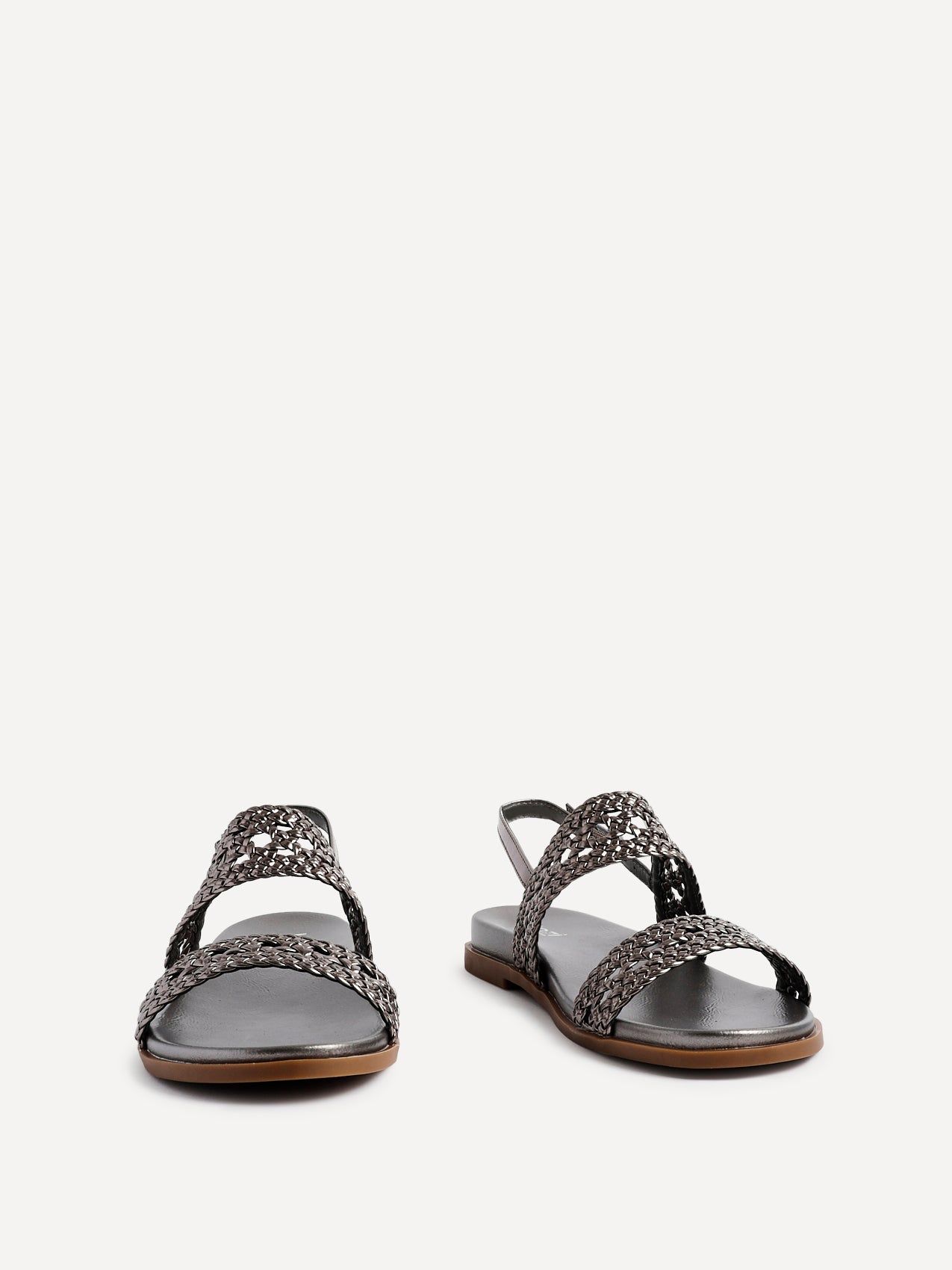 Linzi Galia Pewter Faux Leather Handwoven Flat Sandals image 3