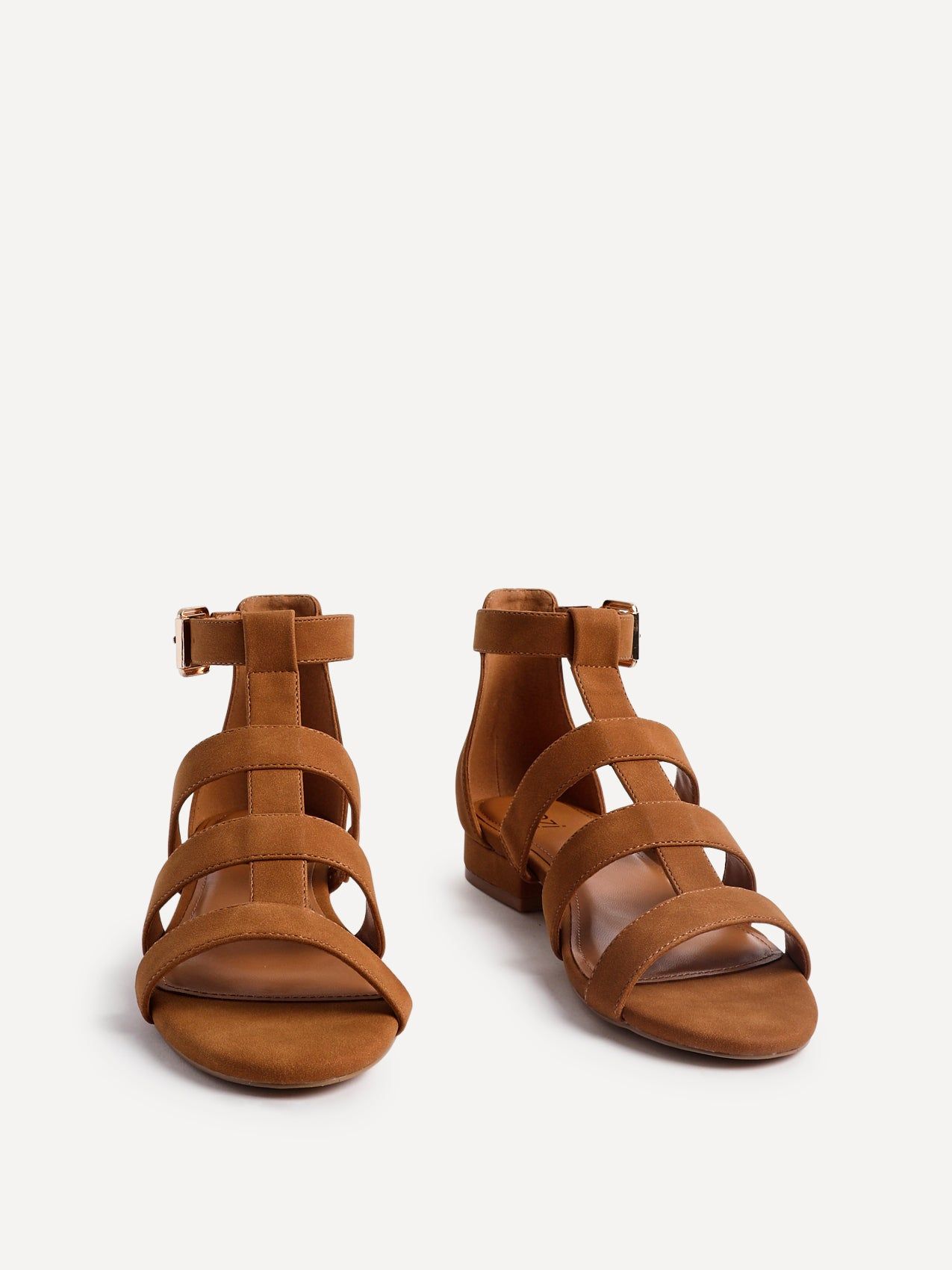 Linzi Liberate Tan Faux Suede Closed Back Gladiator Sandals image 3
