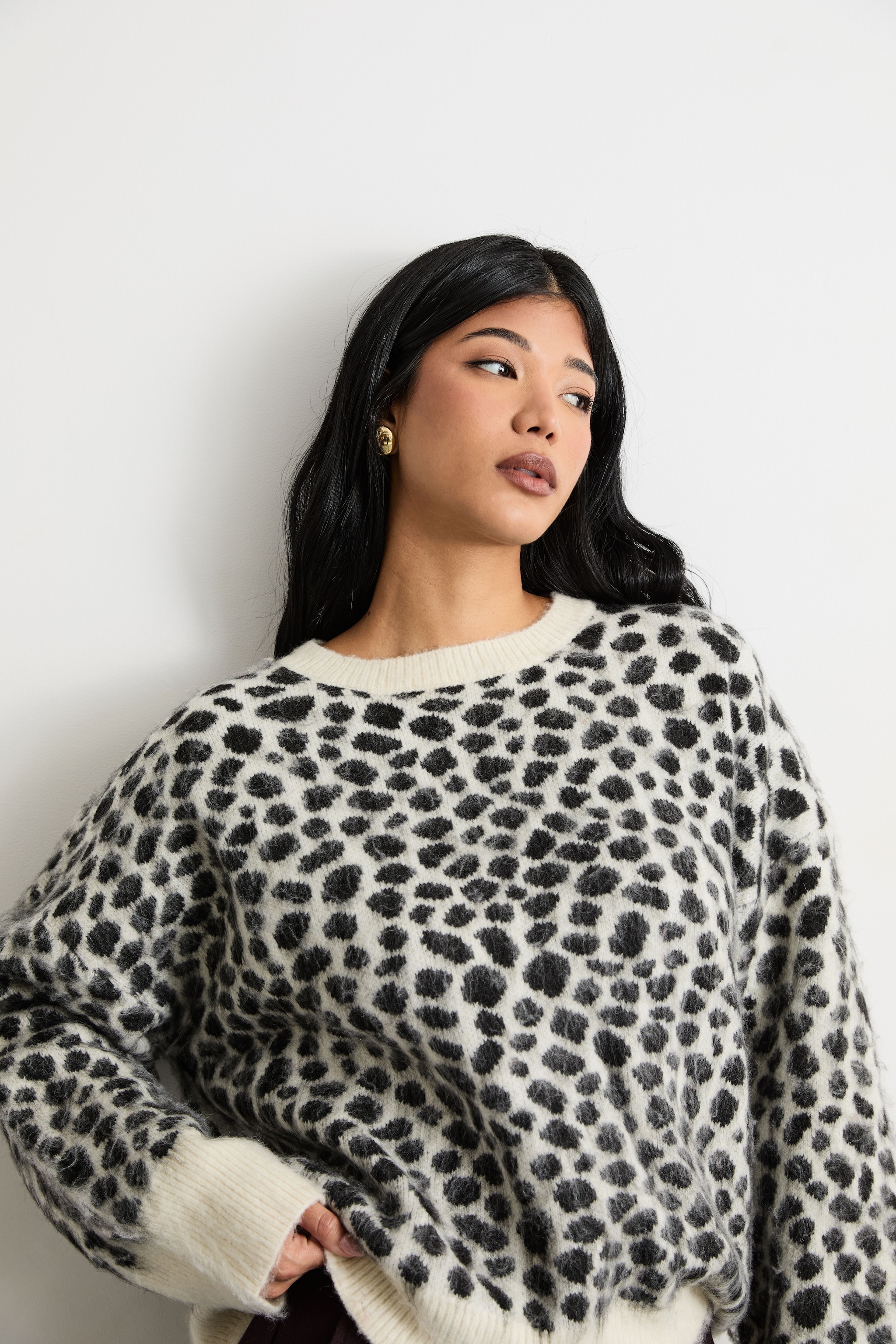 Warehouse Deer Jacquard Knit Jumper Mono image 1