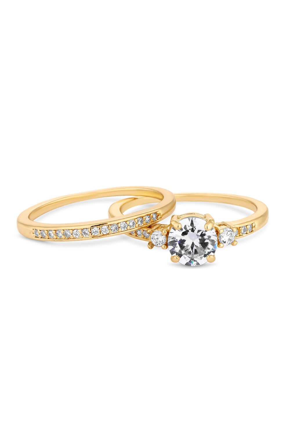 Jon Richard Gold Plated Cubic Zirconia Round Stone Engagement Ring Set