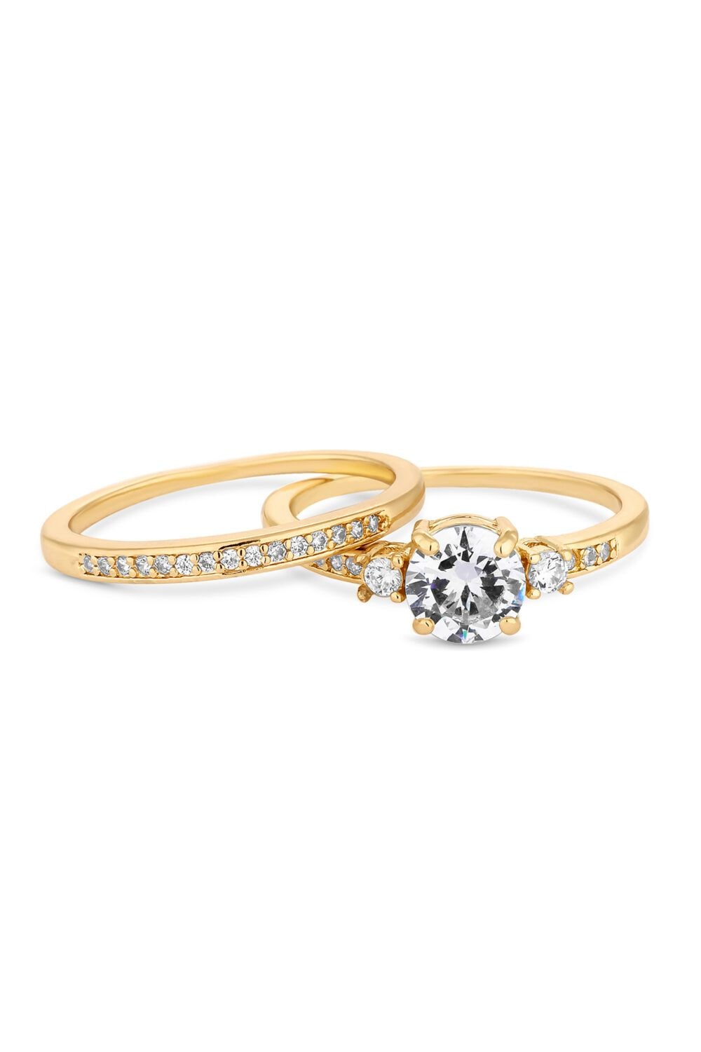 Jon Richard Gold Plated Cubic Zirconia Round Stone Engagement Ring Set image 1