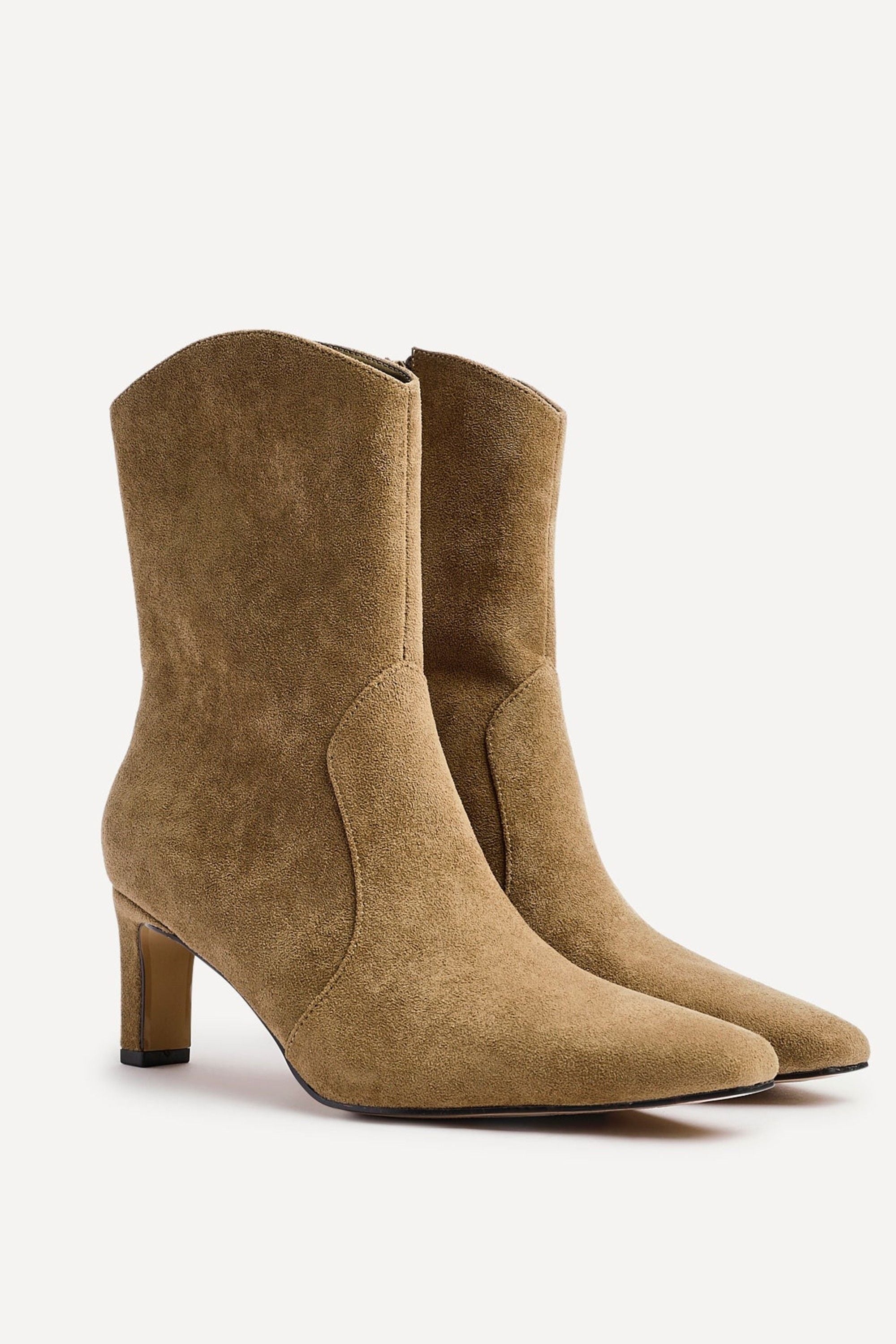 Linzi Calabasas Sand Faux Suede Western Inspired Heeled Boot image 4
