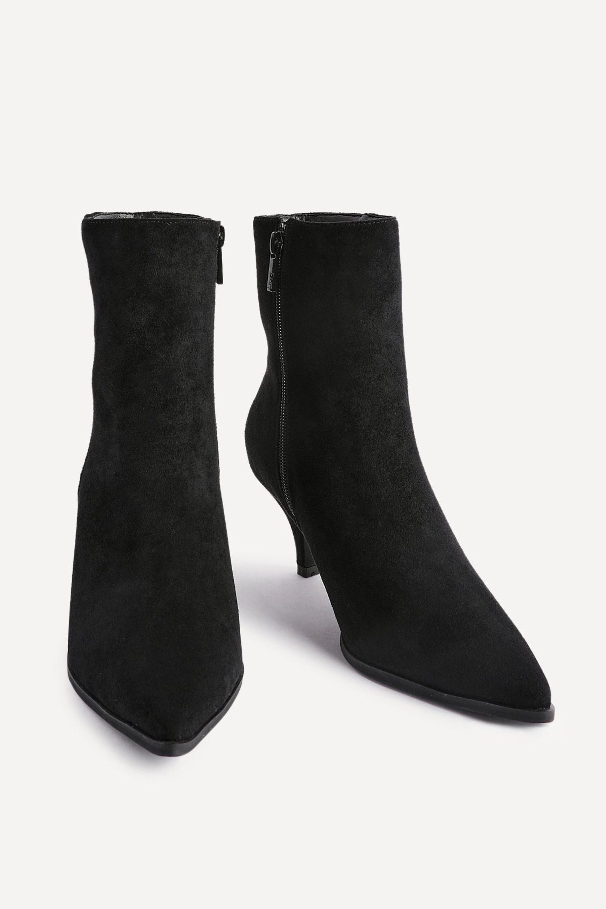 Linzi Pursuit Black Faux Suede Heeled Pointed Ankle Boot image 3