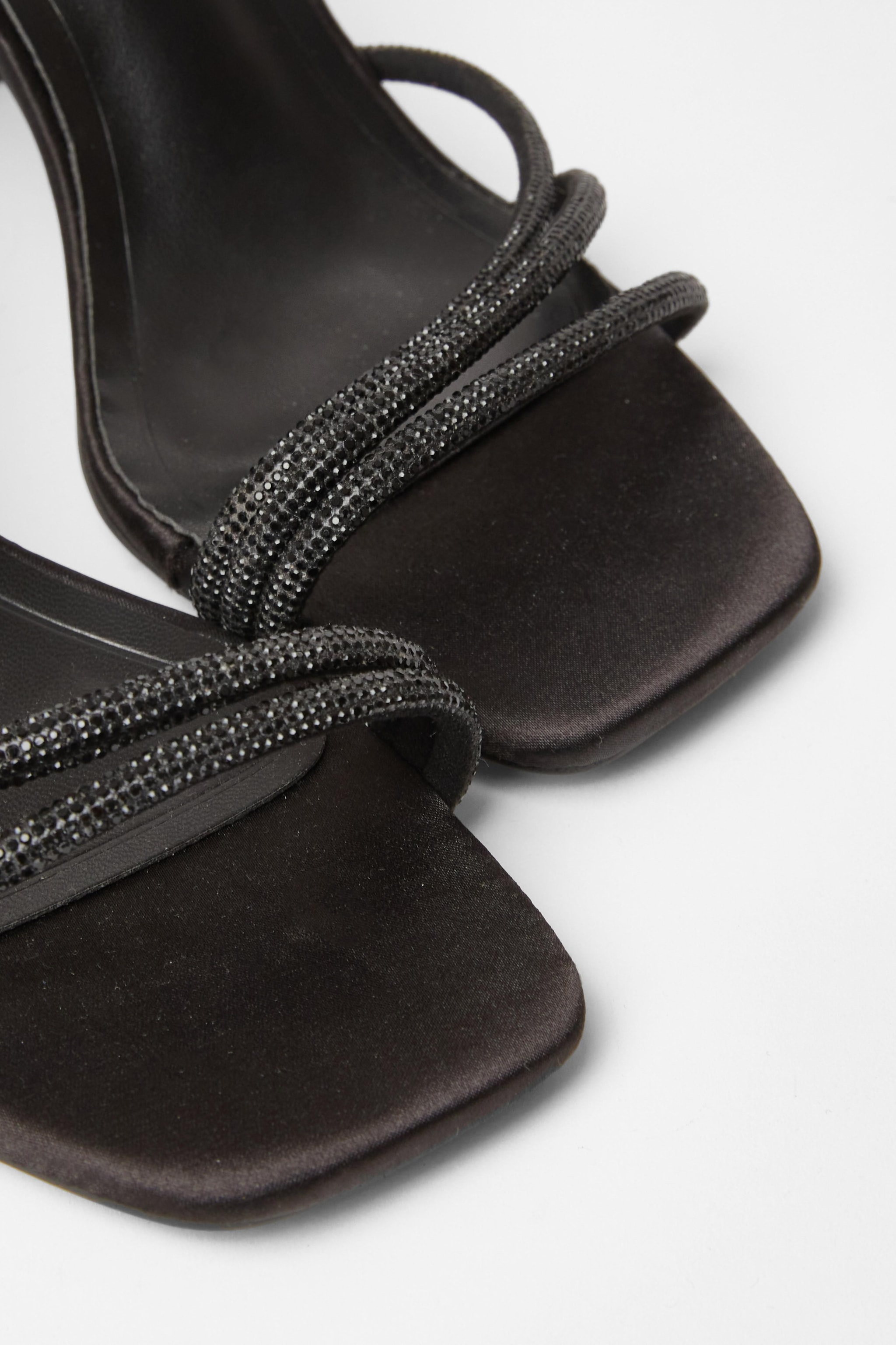 Quiz Black Diamante Strappy Block Heels image 4