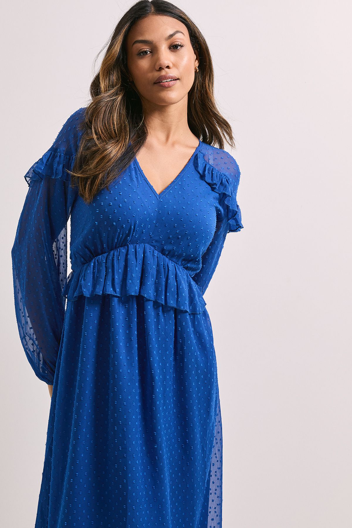 Dorothy Perkins Frill Shoulder Detail Midi Dress Cobalt image 2