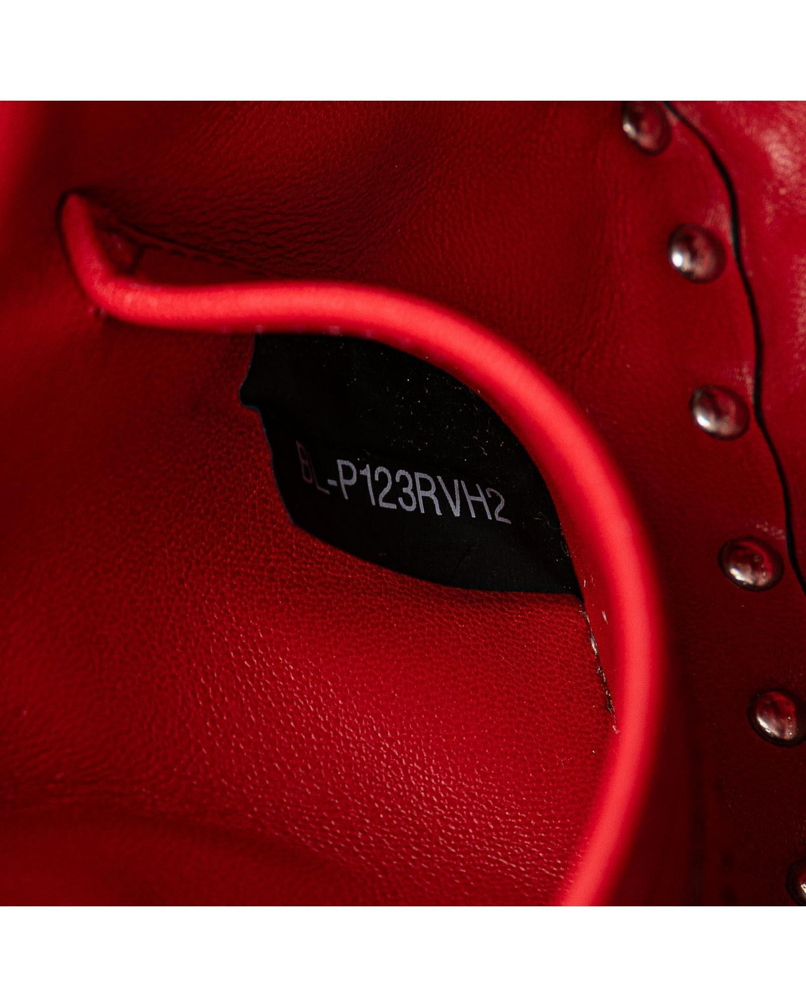 Valentino Preloved Rockstud Quilted Leather Shoulder Bag Wo - Red Satchel image 7