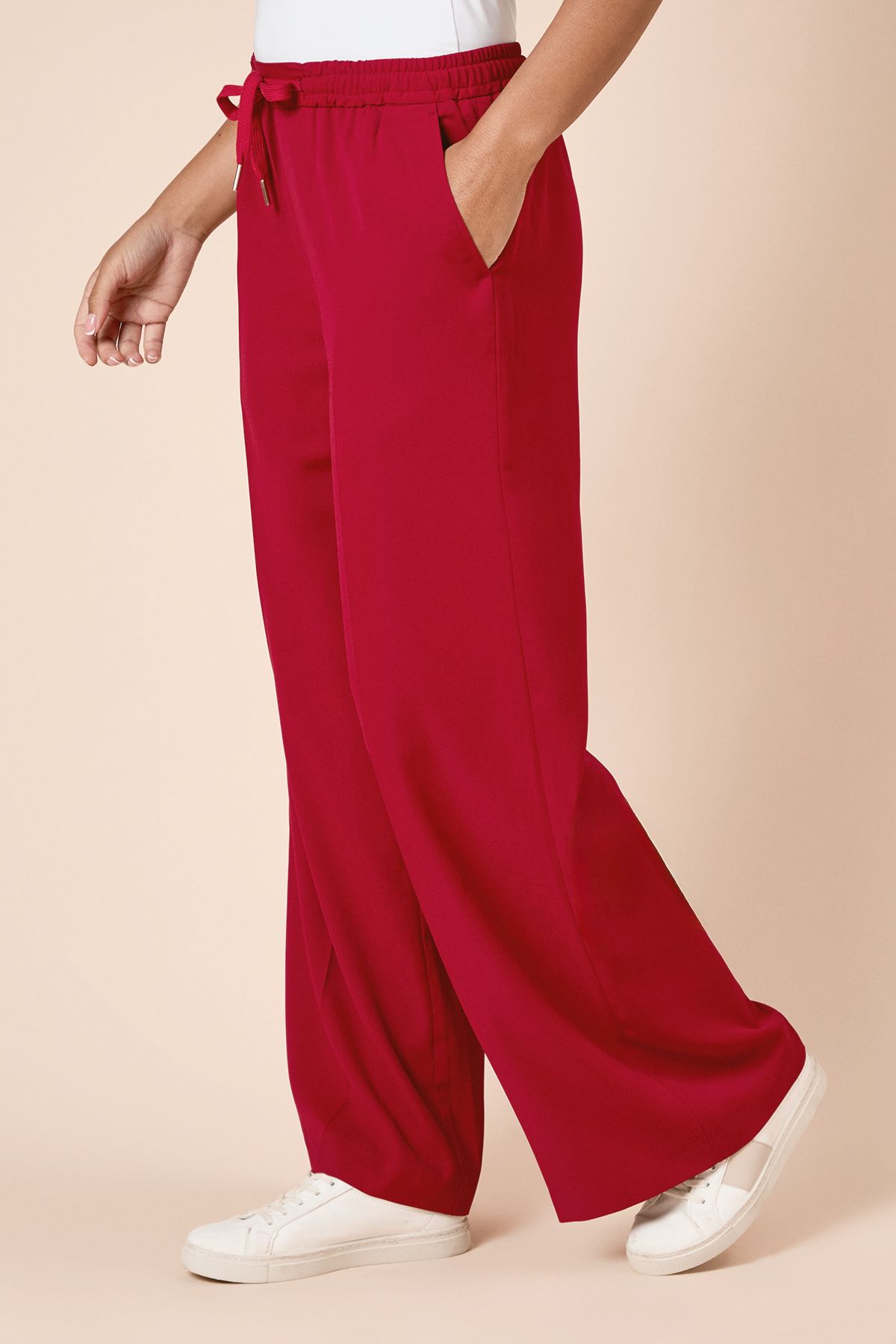 Dorothy Perkins Tie Waist Wide Leg Trousers Red image 3
