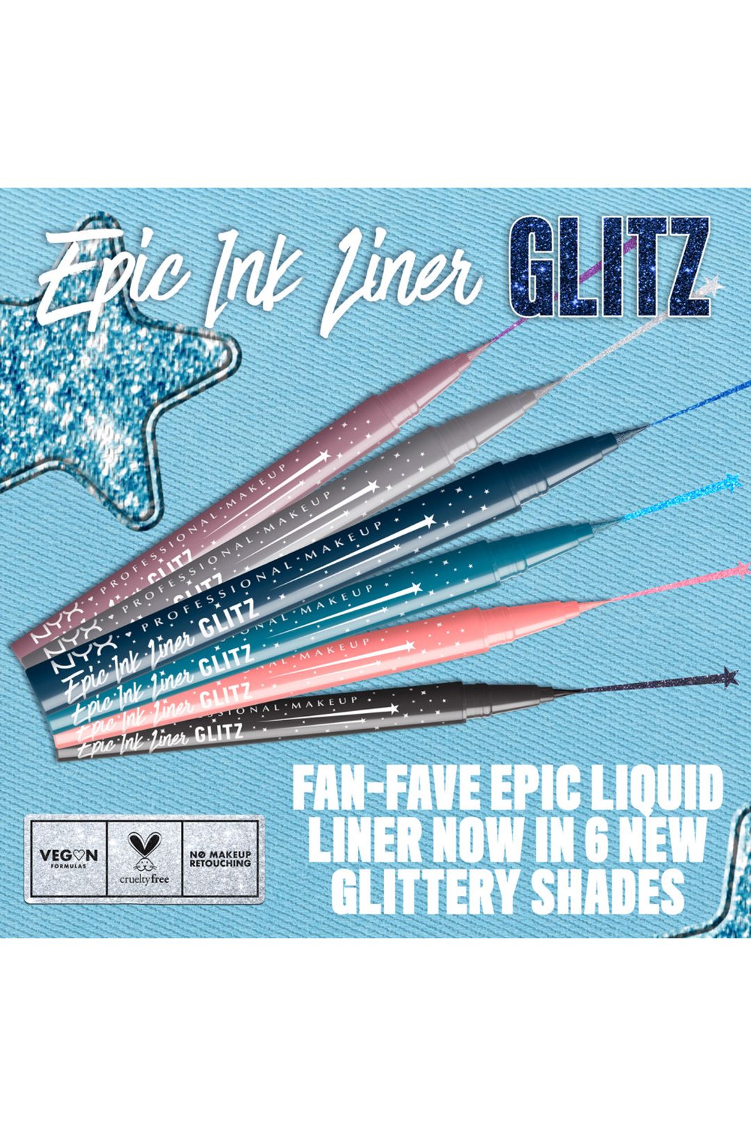 NYX Professional Makeup Epic Ink Glitz, Metallic Liquid Eyeliner 1ml Flashy Flare image 3