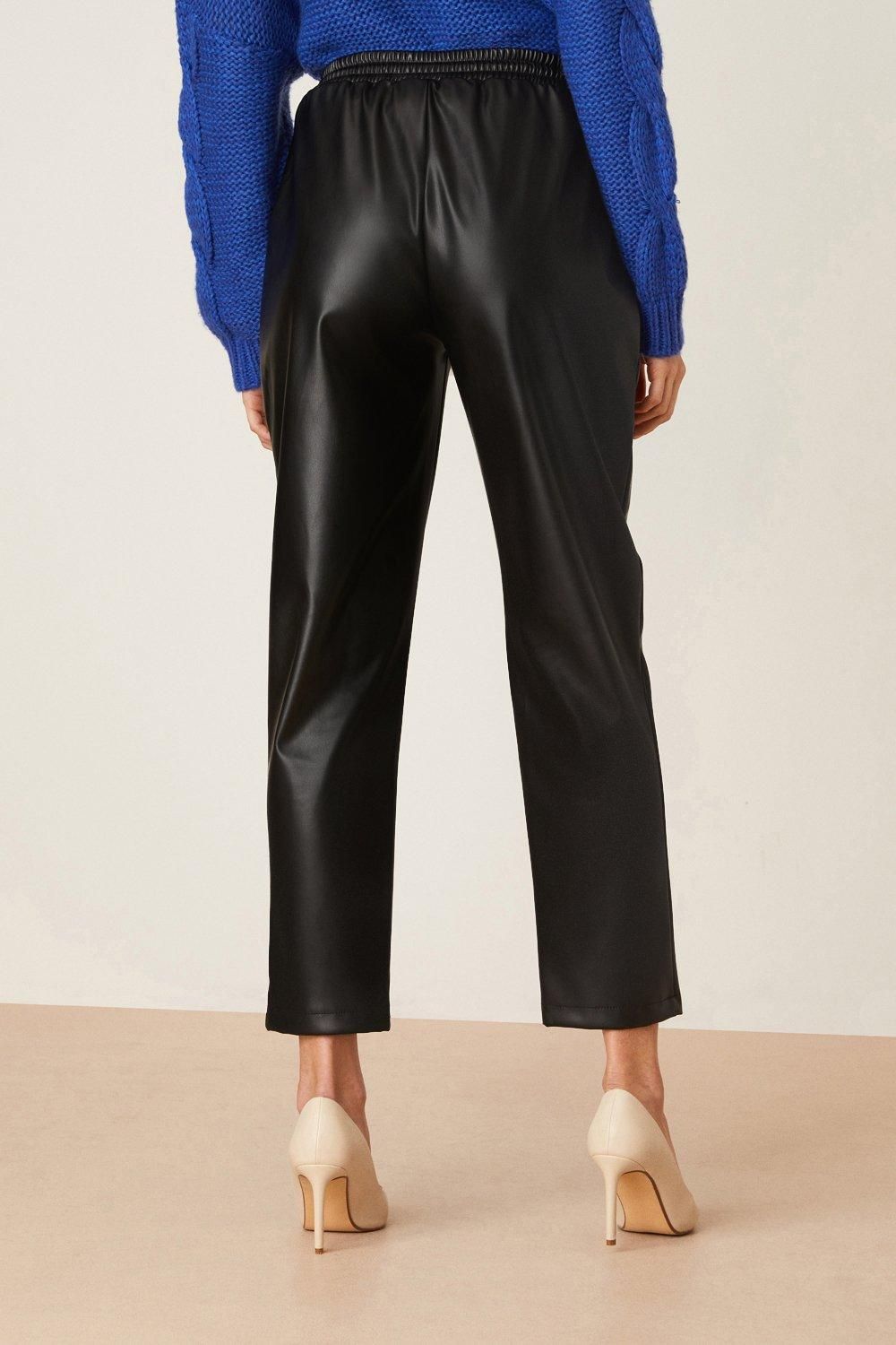 Dorothy Perkins Faux Leather Seam Detail Jogger Black image 3