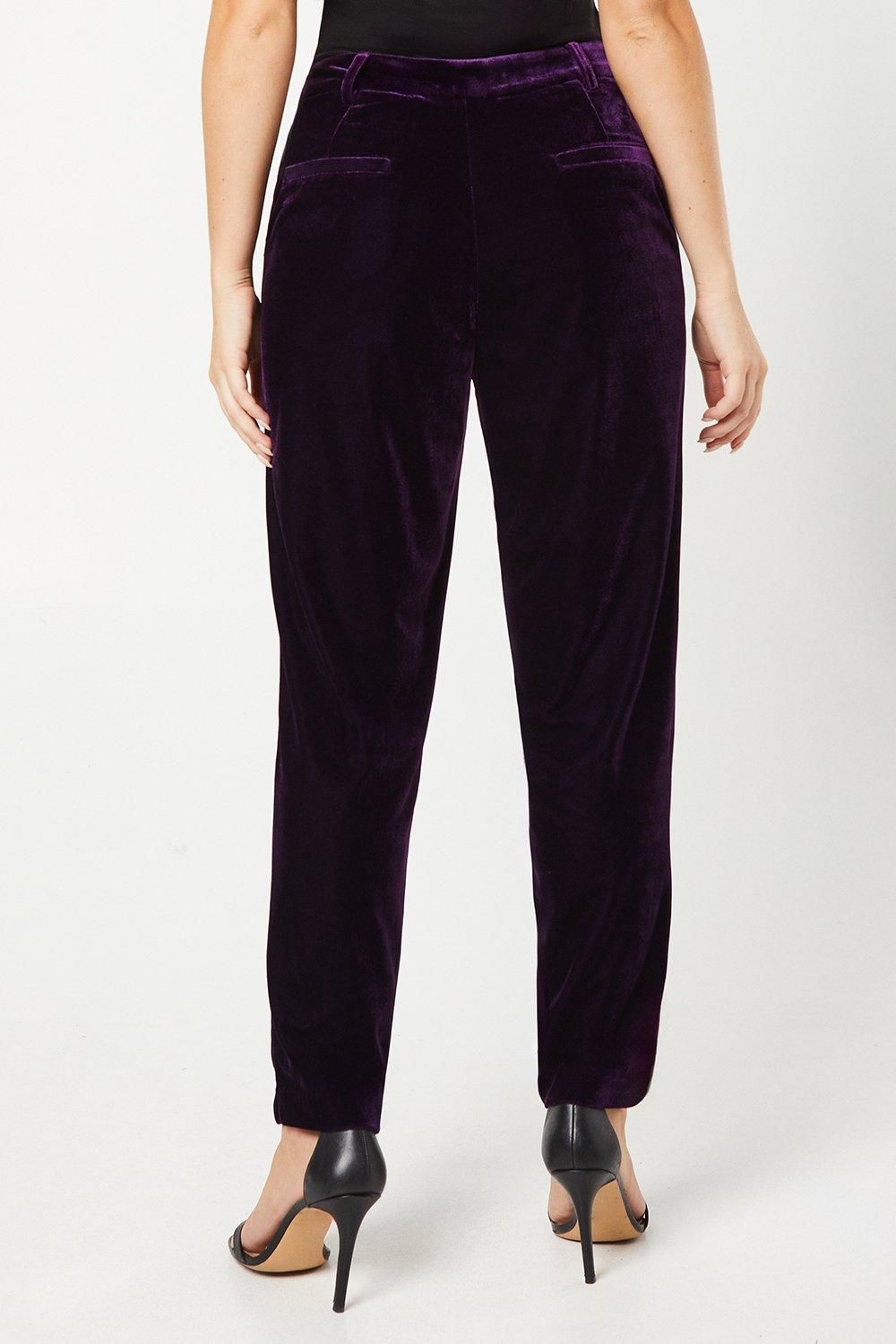 Dorothy Perkins Velvet Tailored Trouser Midnight Purple image 3