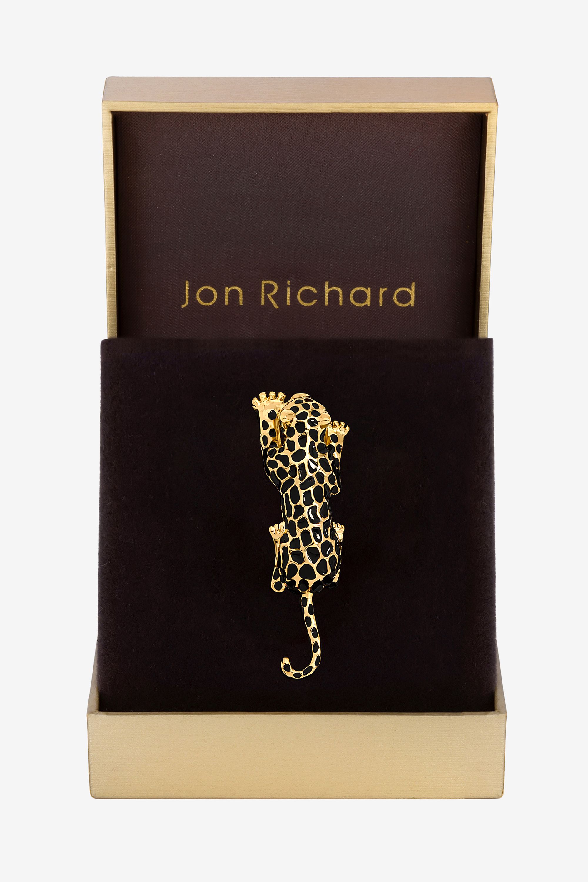 Jon Richard Gold Plated and Jet Lepoard Brooch - Gift Box image 1