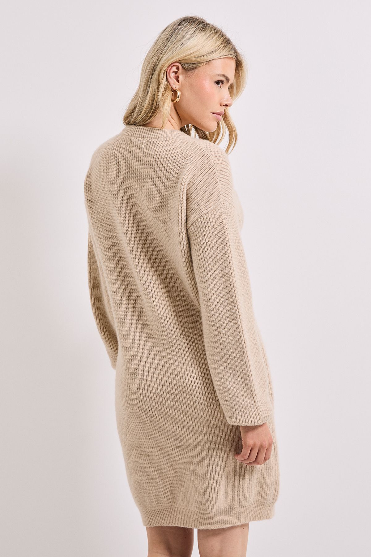 Dorothy Perkins Oatmeal Button Down Knitted Dress Oatmeal image 3