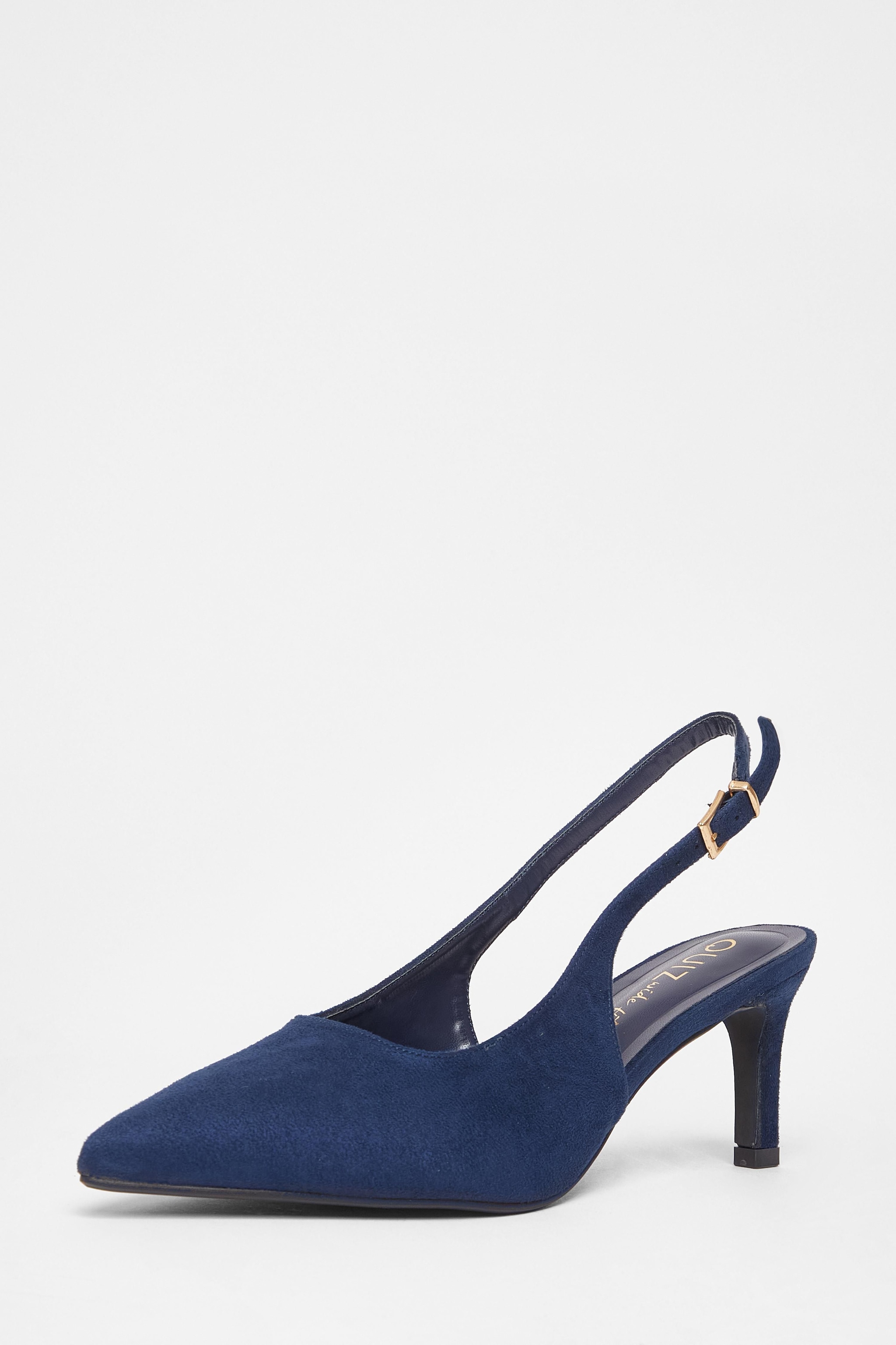 Quiz Navy Wide Fit Slingback Court Heels image 1