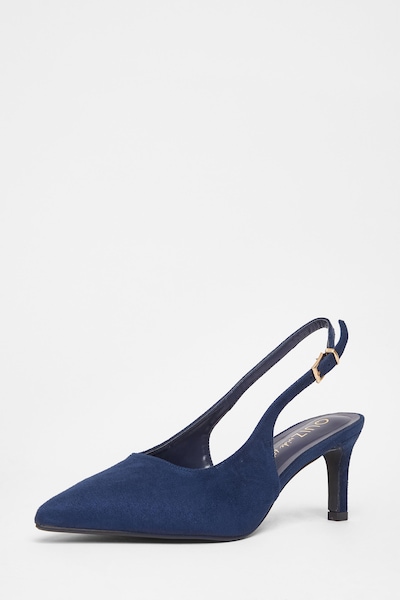 Quiz Navy Wide Fit Slingback Court Heels