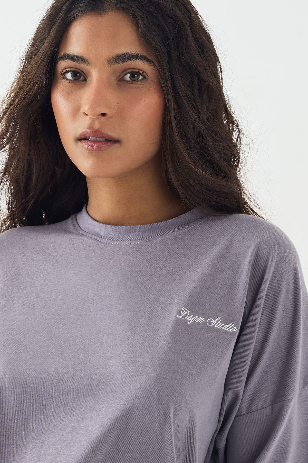 DSGN Studio DSGN Studio Lounge Short Sleeve Oversized Supersoft T-Shirt Mauve image 4