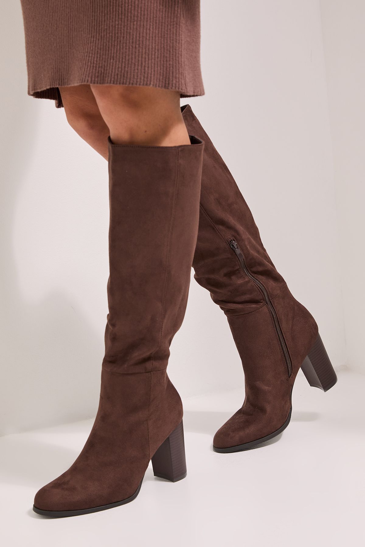 Dorothy Perkins Kit High Block Heel Knee High Boots Brown image 2