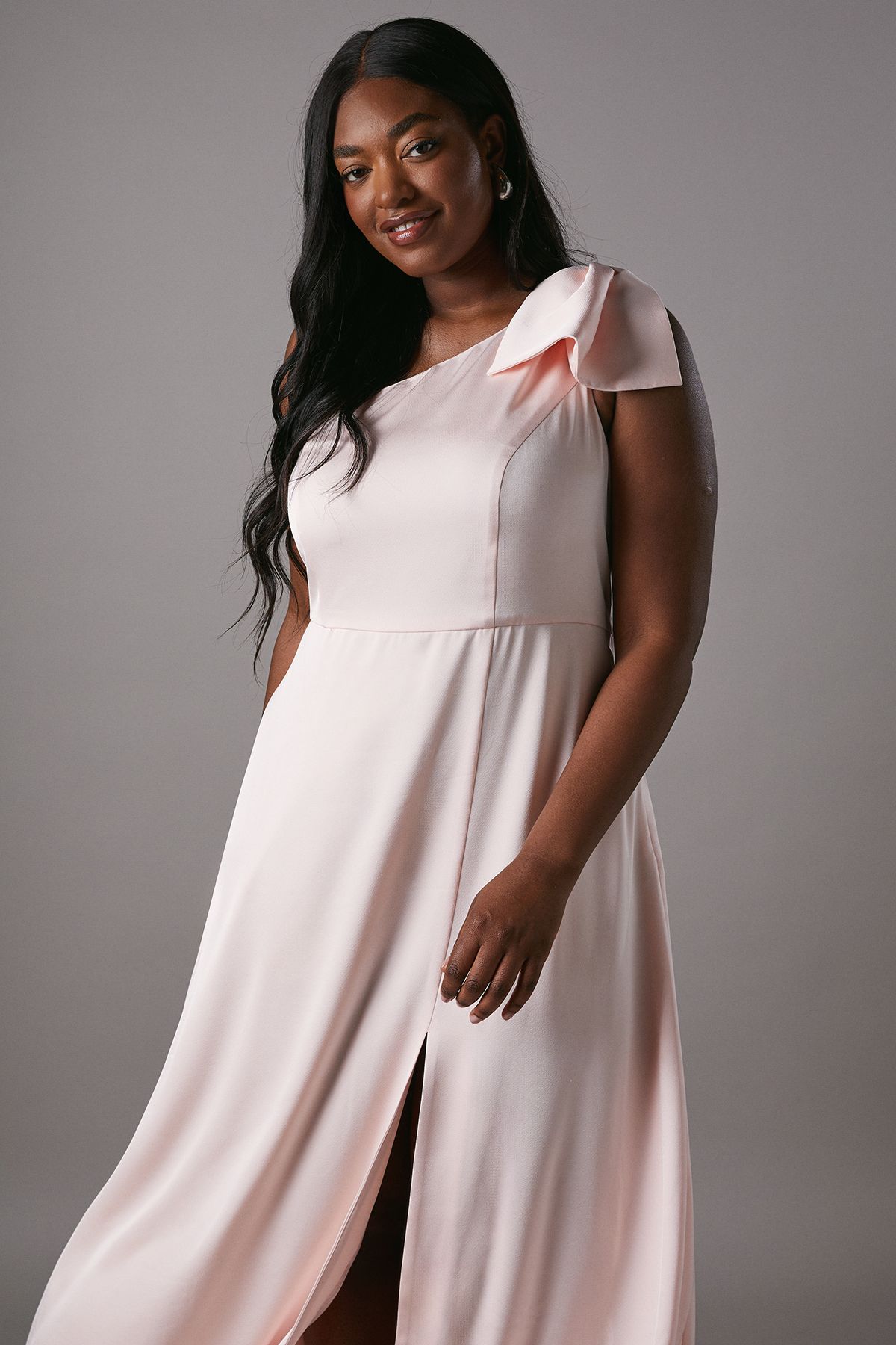 Coast Plus Size Bow On Shoulder A Line Skirt Bridesmaid Dress Blush image 2