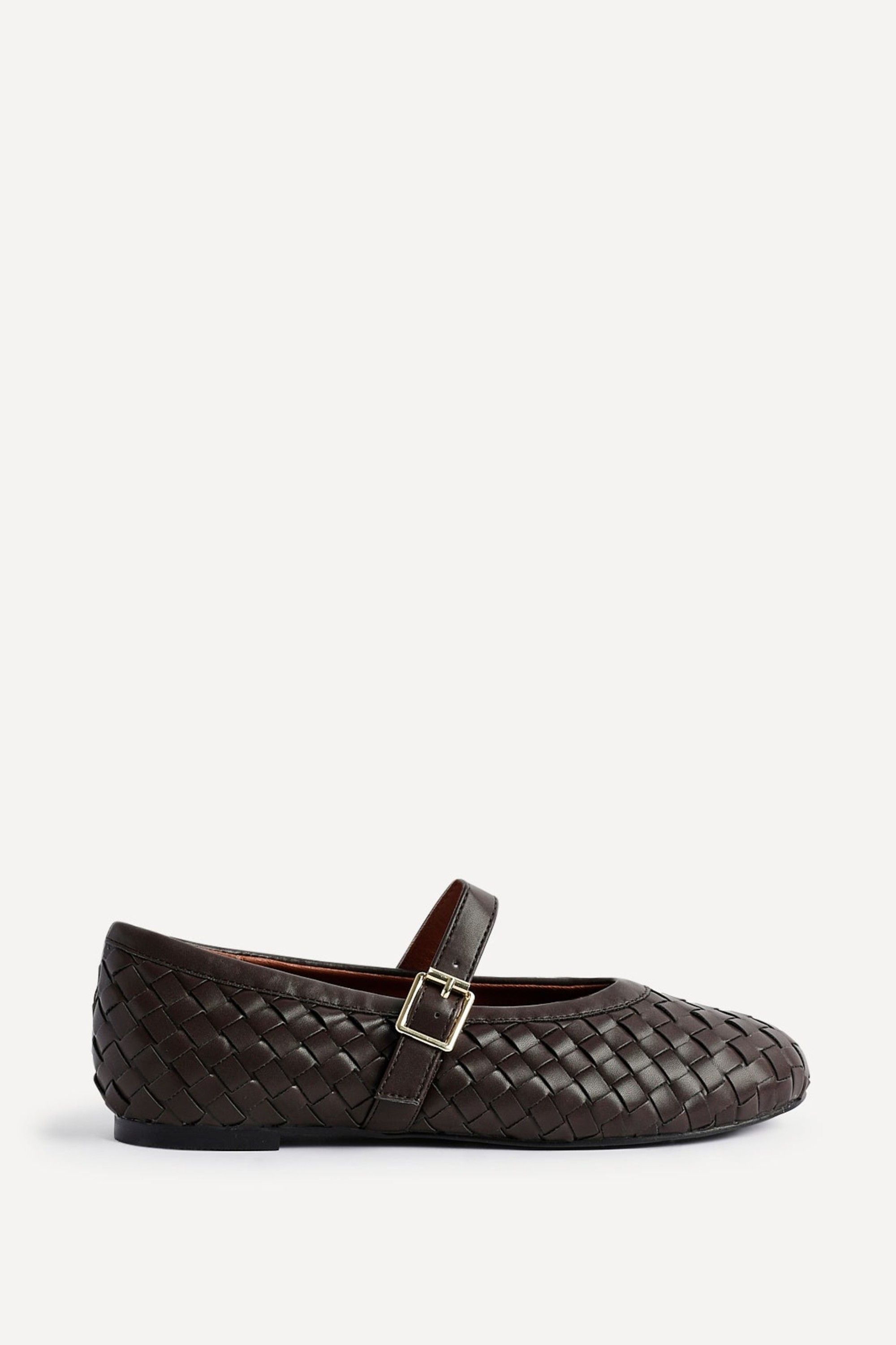 Linzi Daily Brown Faux Leather Woven Mary Jane Pump image 1