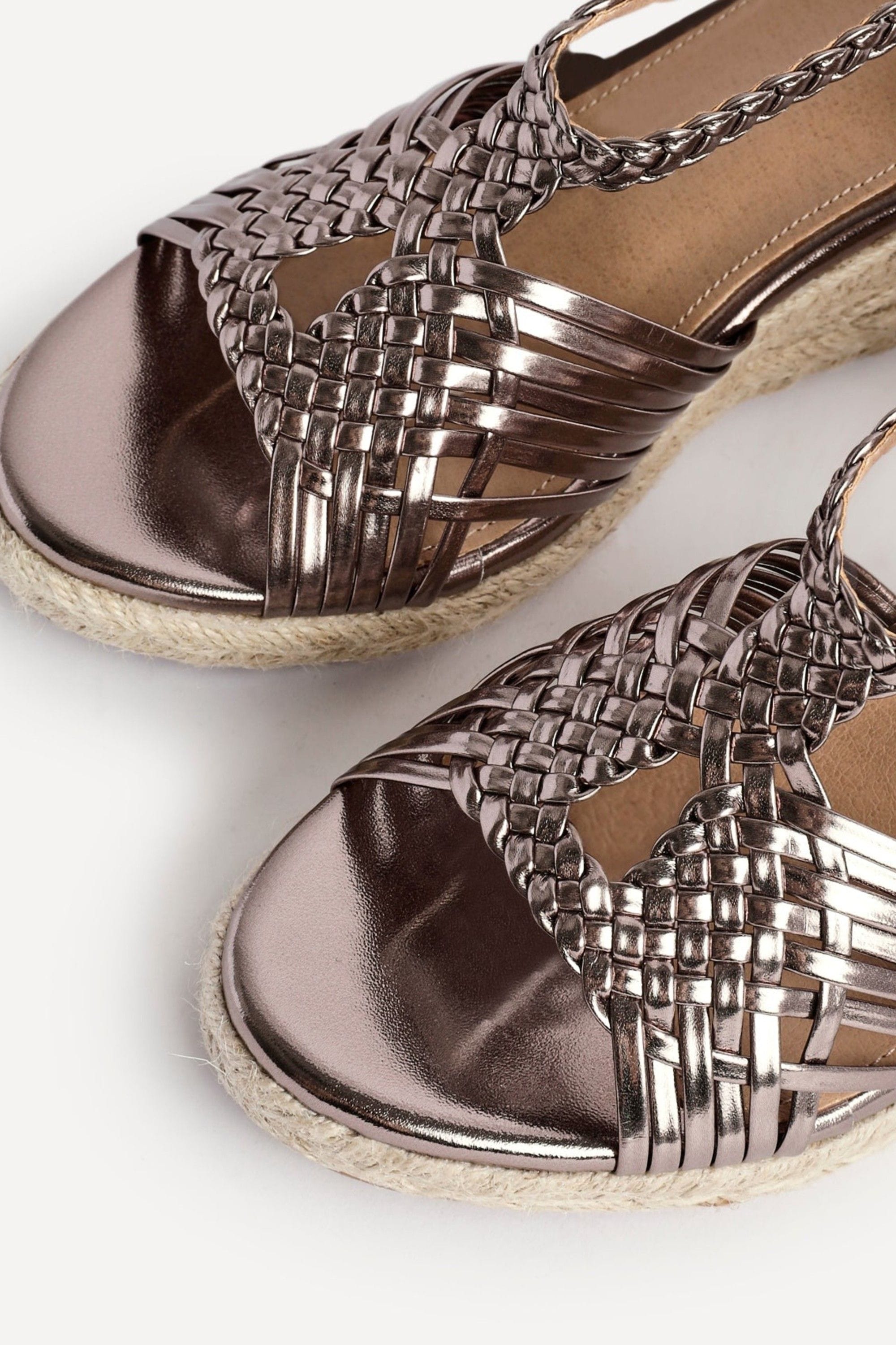 Linzi Evolve Pewter Faux Leather Woven Espadrille Wedge image 4