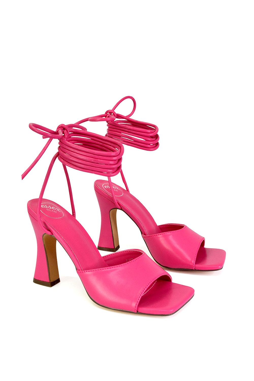 XY London 'Flora' Strappy Lace Up Block High Heels With a Square Toe image 3