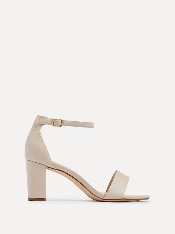 Linzi Frankie Nude Faux Leather Barely There Closed Back Block Heeled Sandal