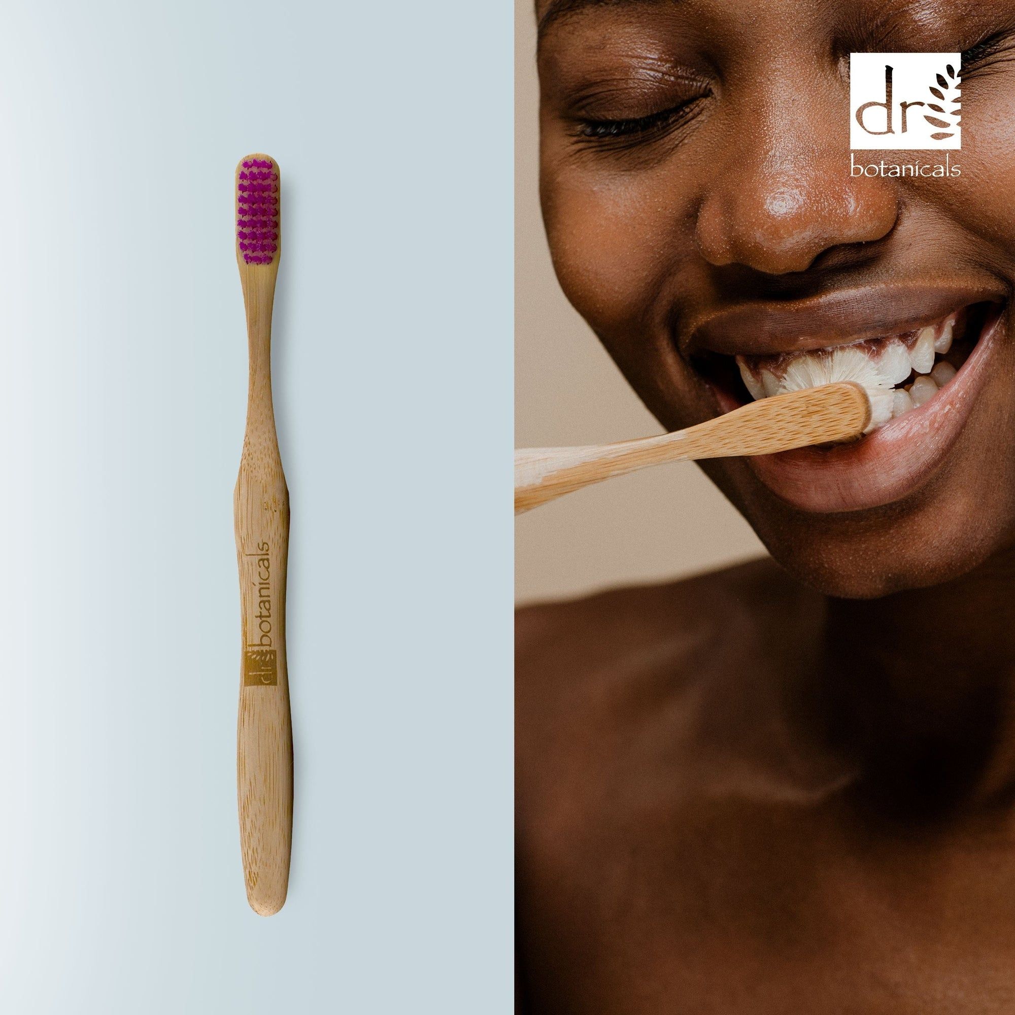 Dr. Botanicals Bamboo Toothbrush Purple Twin Value Savings Pack image 5