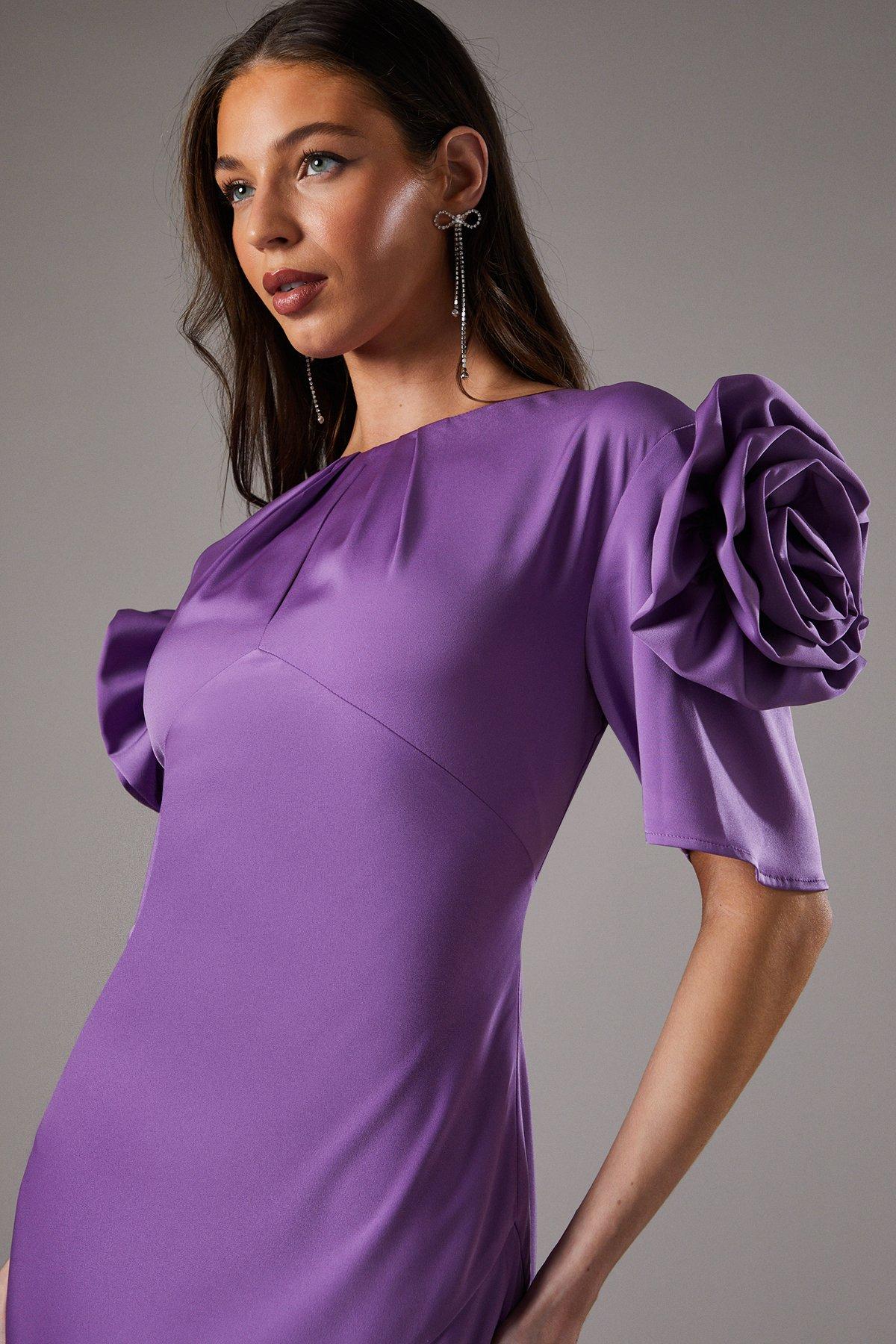 Coast Corsage Shoulder Short Sleeve Dress Purple image 4