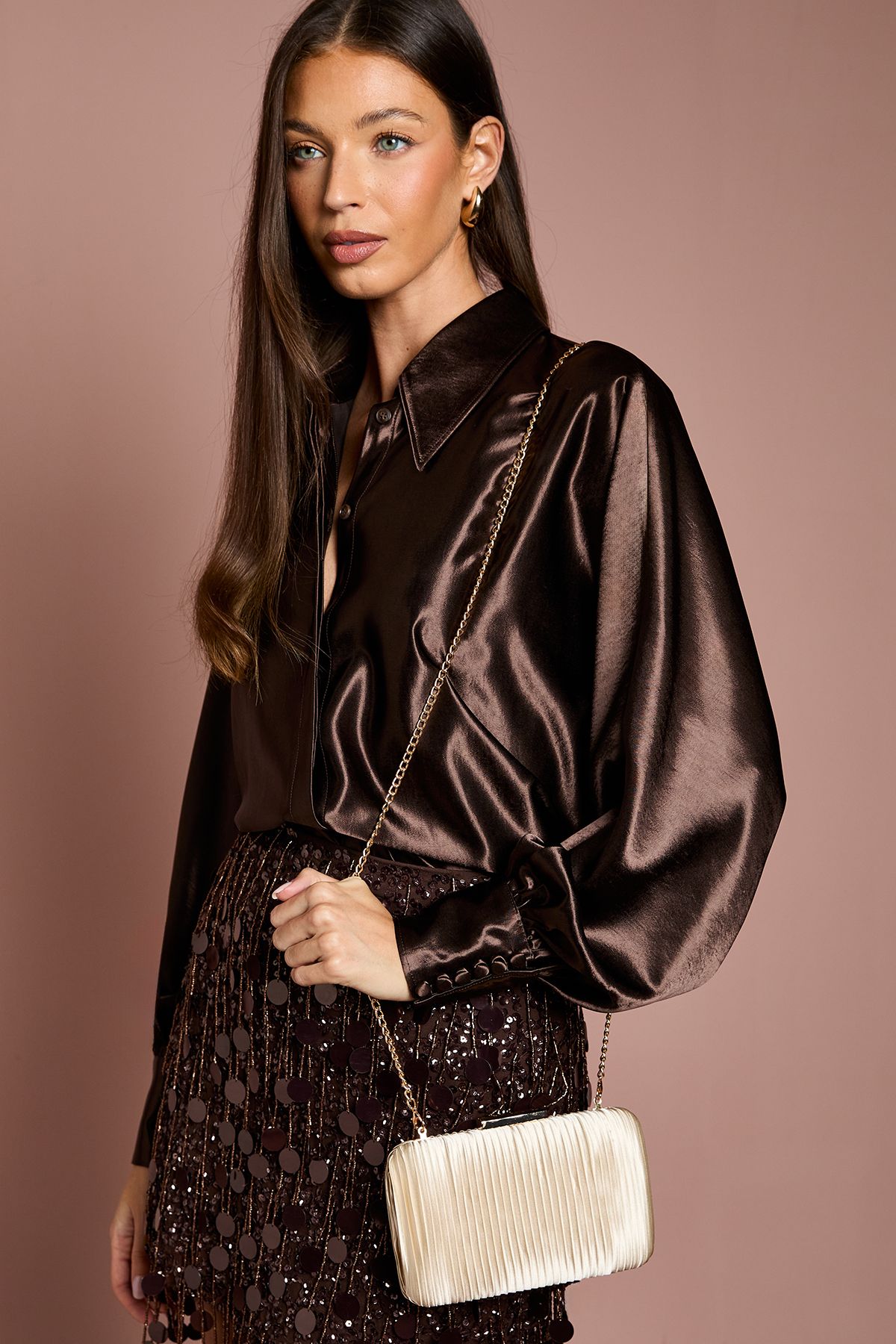 Coast Bridal Brooke Satin Clutch Bag Ivory image 1