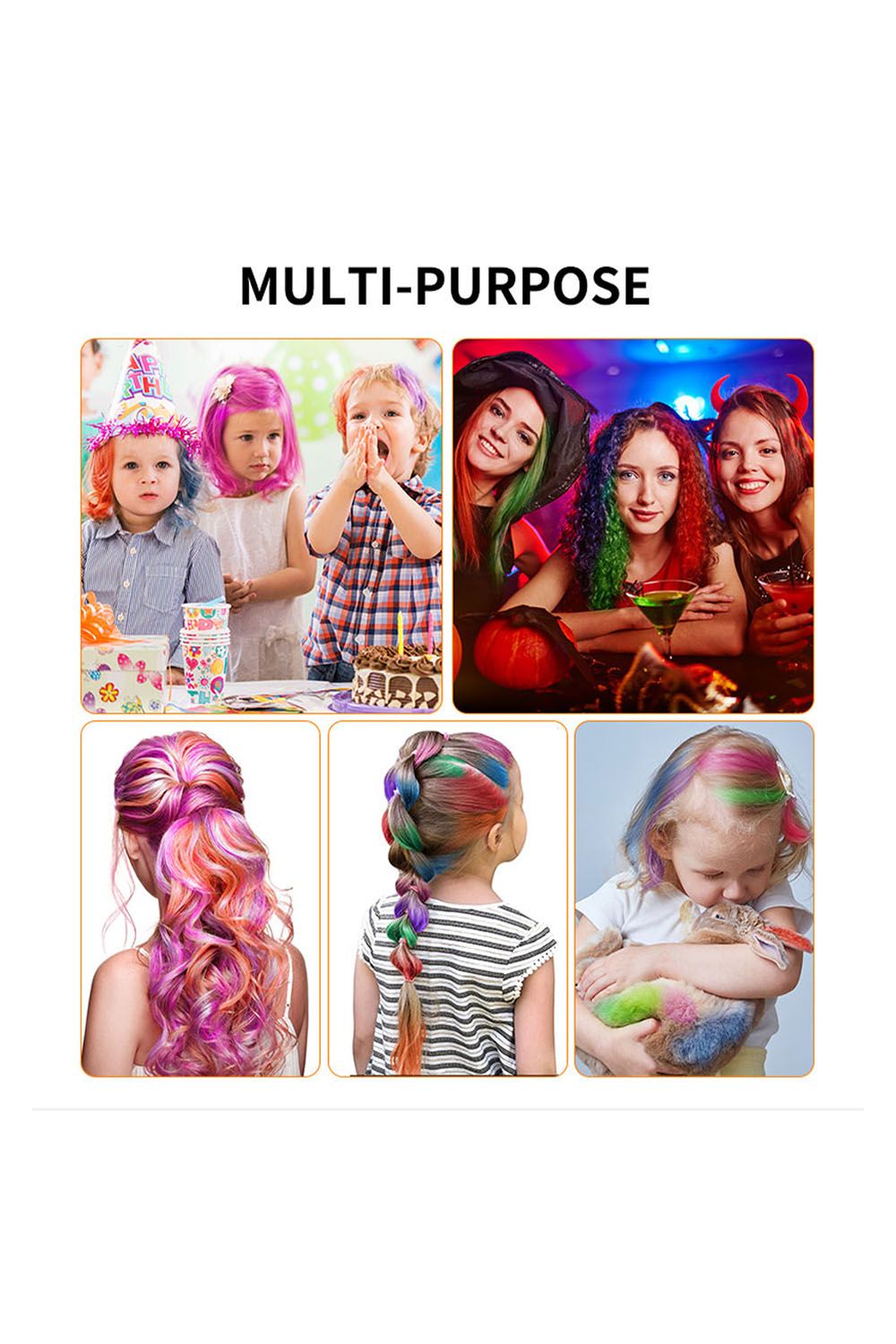 Living and Home 8Pcs Temporary Bright DIY Hair Color Chalk Comb Set image 7