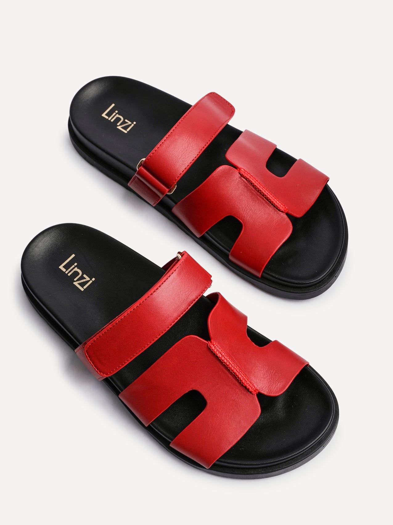 Linzi Emmy Red Faux Leather Footbed Linked Design Sandal image 5