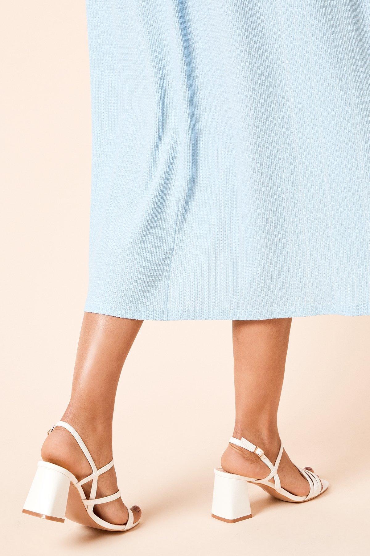 Dorothy Perkins Sophie Faux Leather Asymmetric Strap High Block Heel Sandals White image 4