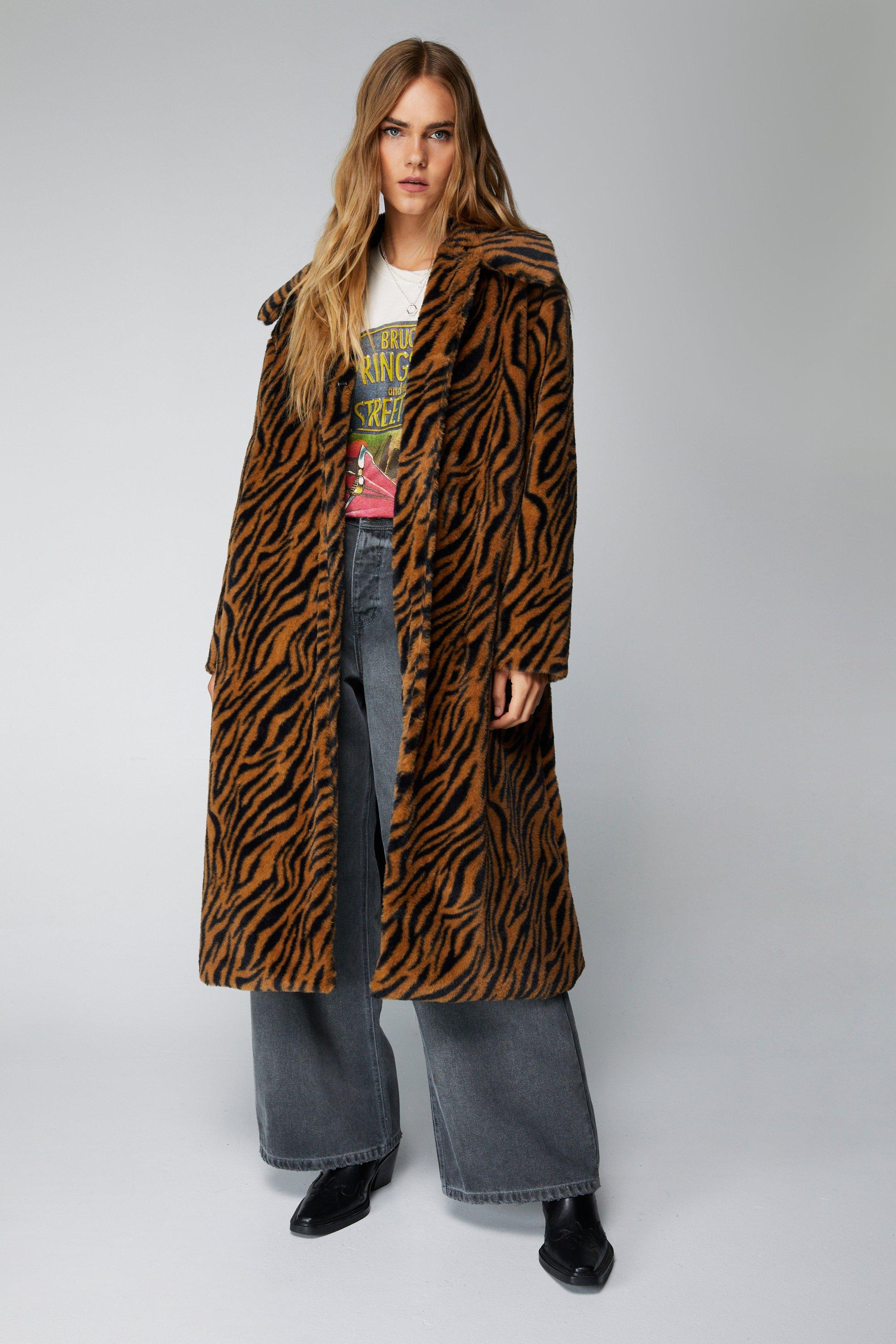 NastyGal Essentials Printed Faux Fur Coat Animal image 1