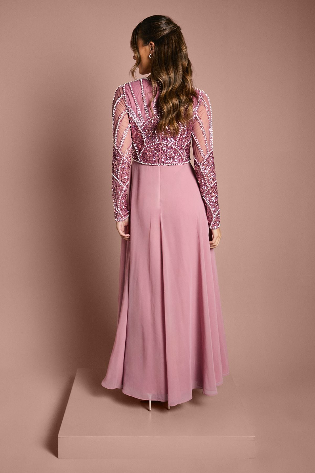 Coast Embellished Long Sleeve Bridesmaid Dress Blush image 3