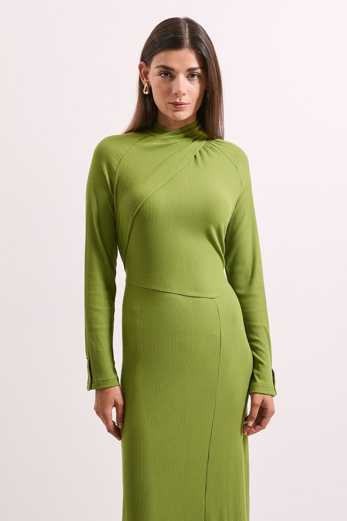 Principles Green Twist Detail Ribbed Jersey Midi Dress Green image 3