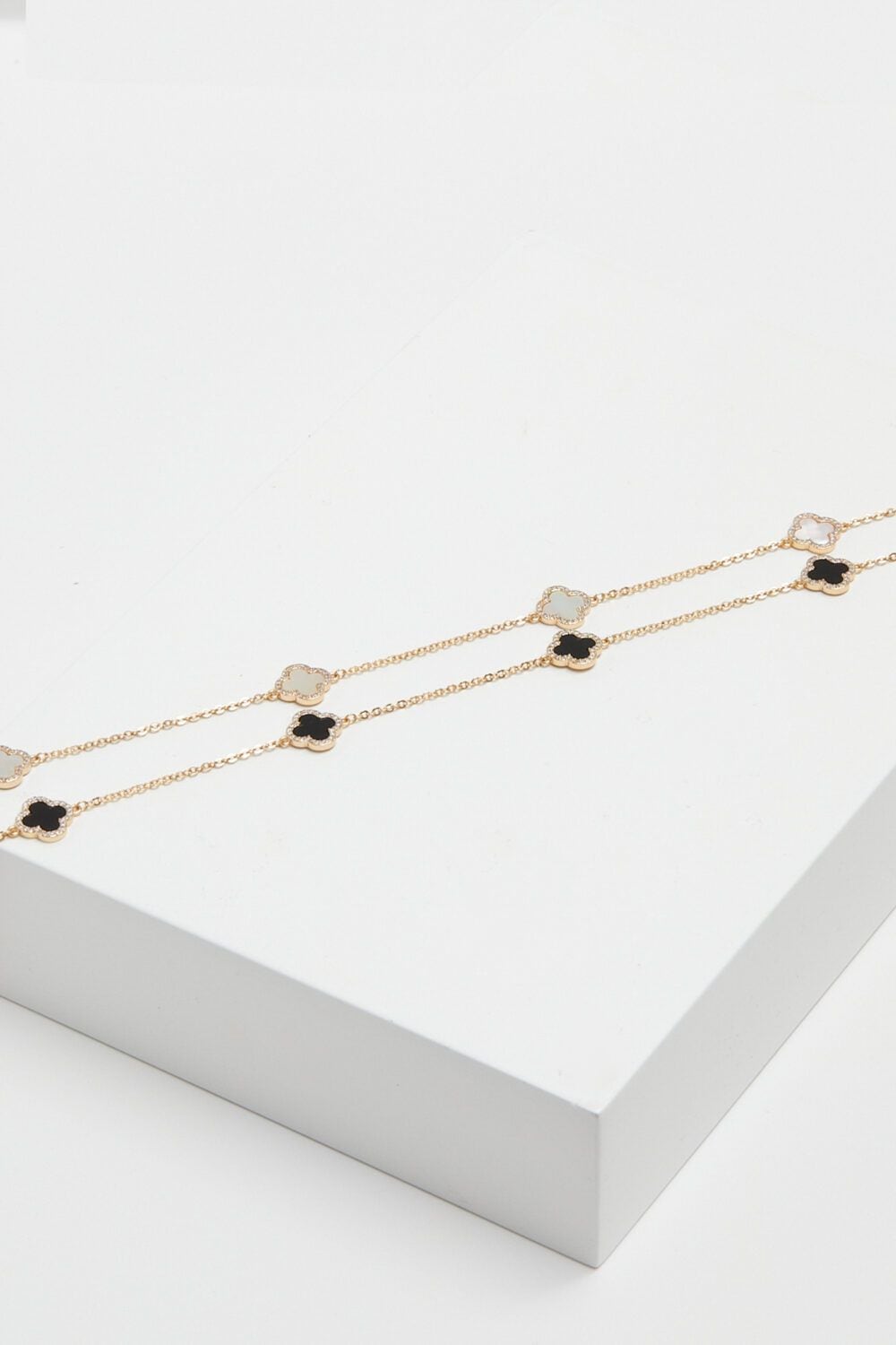 Jon Richard Gold Plated And Mother of Pearl Station Clover Necklace image 3