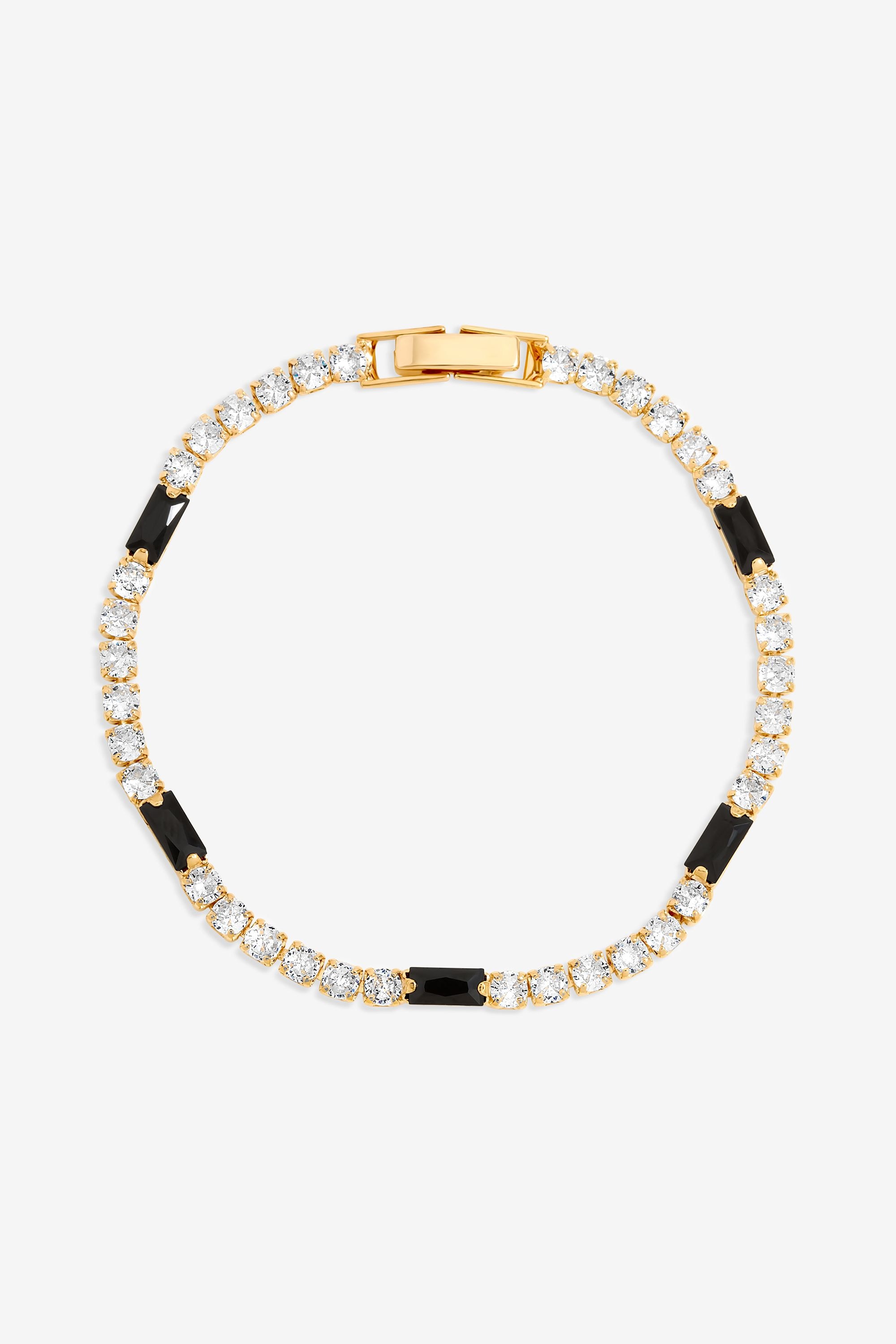 Jon Richard Gold Plated Round Stone and Jet Tennis Bracelet image 1