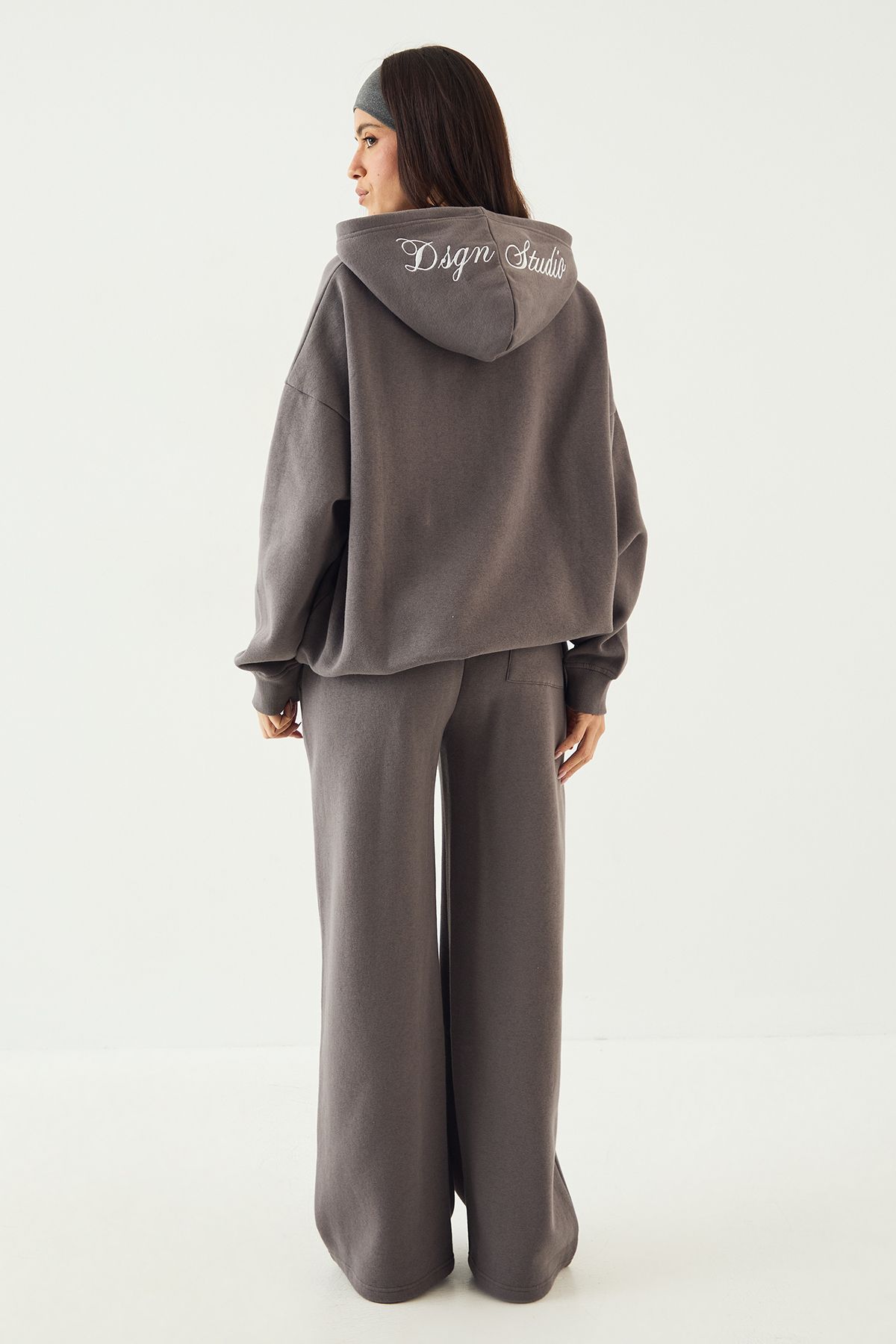 DSGN Studio DSGN Studio Script Embroidered Hooded Tracksuit Charcoal image 2