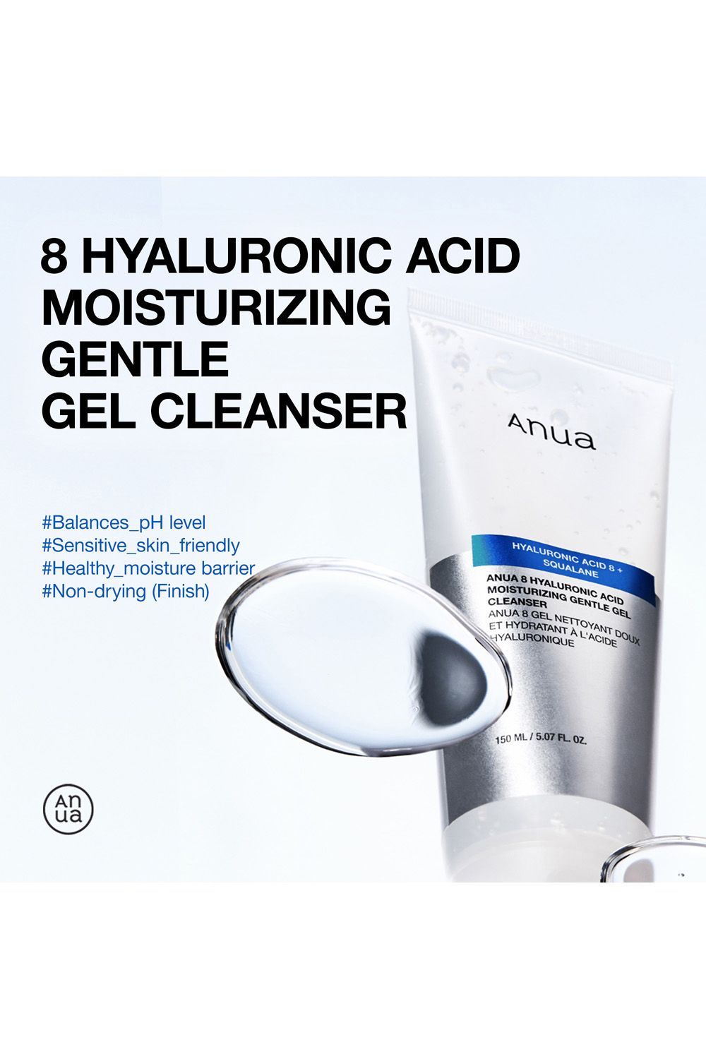 Anua 8 Hyaluronic Acid Moisturizing Gentle Gel Cleanser 150ml Multi image 2