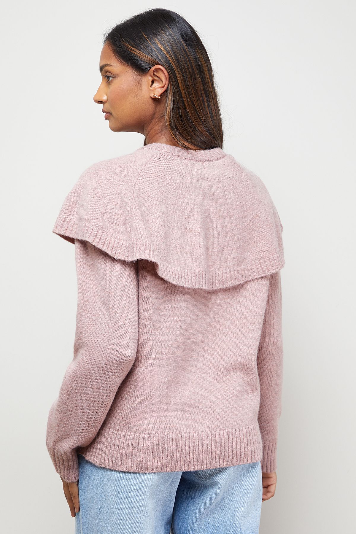 Oasis Cape Detail Button Down Crew Neck Cardigan Desert Rose image 3