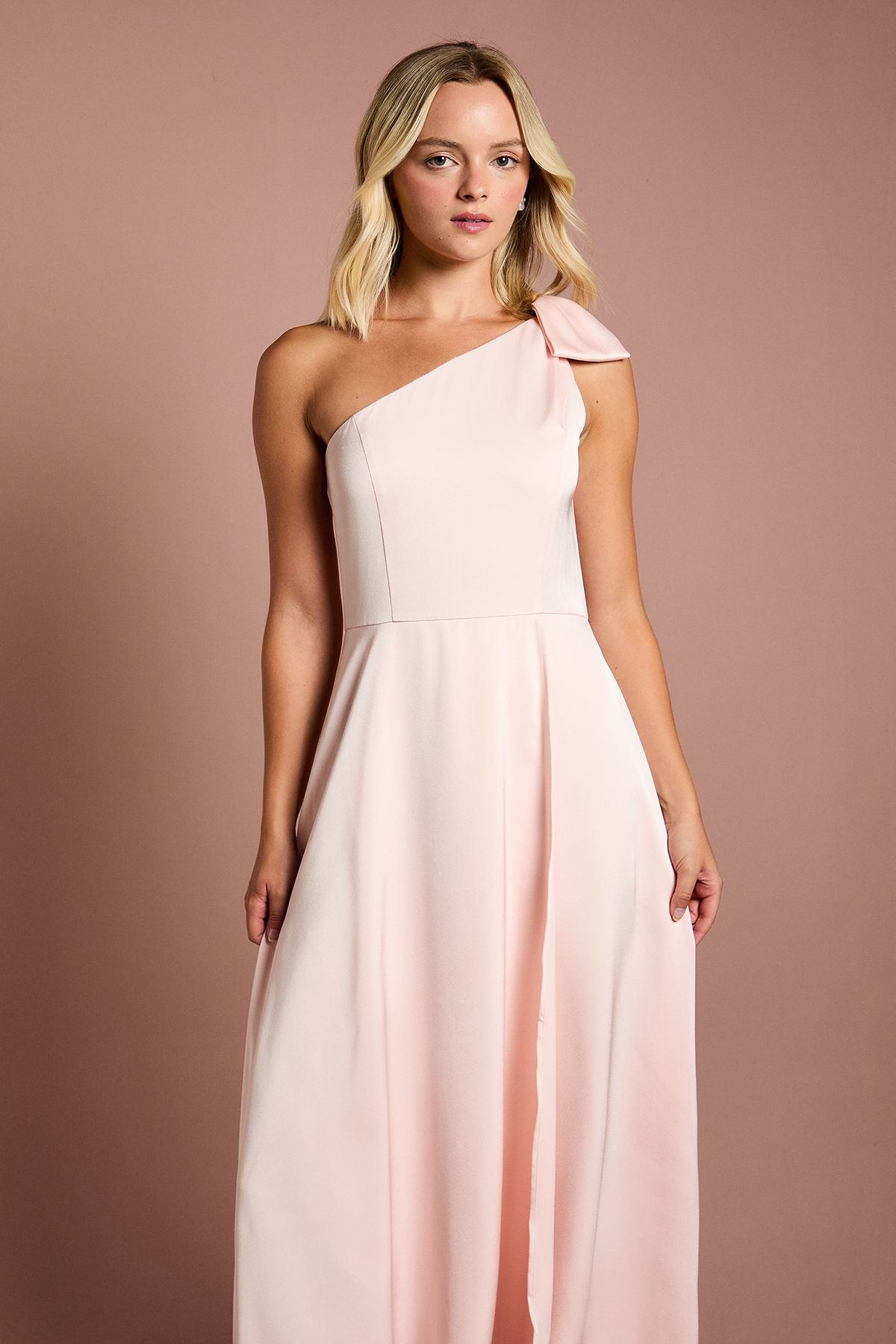 Coast Teen Coast One Shoulder Bow Bridesmaid Dress Blush image 4